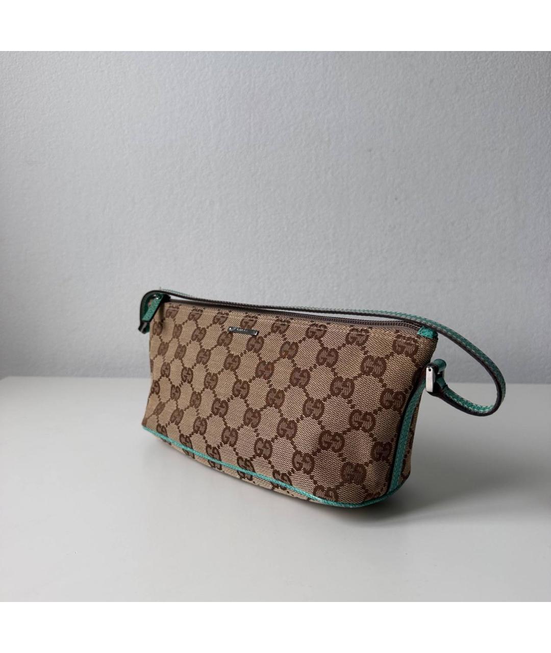 GUCCI Бежевая сумка с короткими ручками из канвы, фото 5