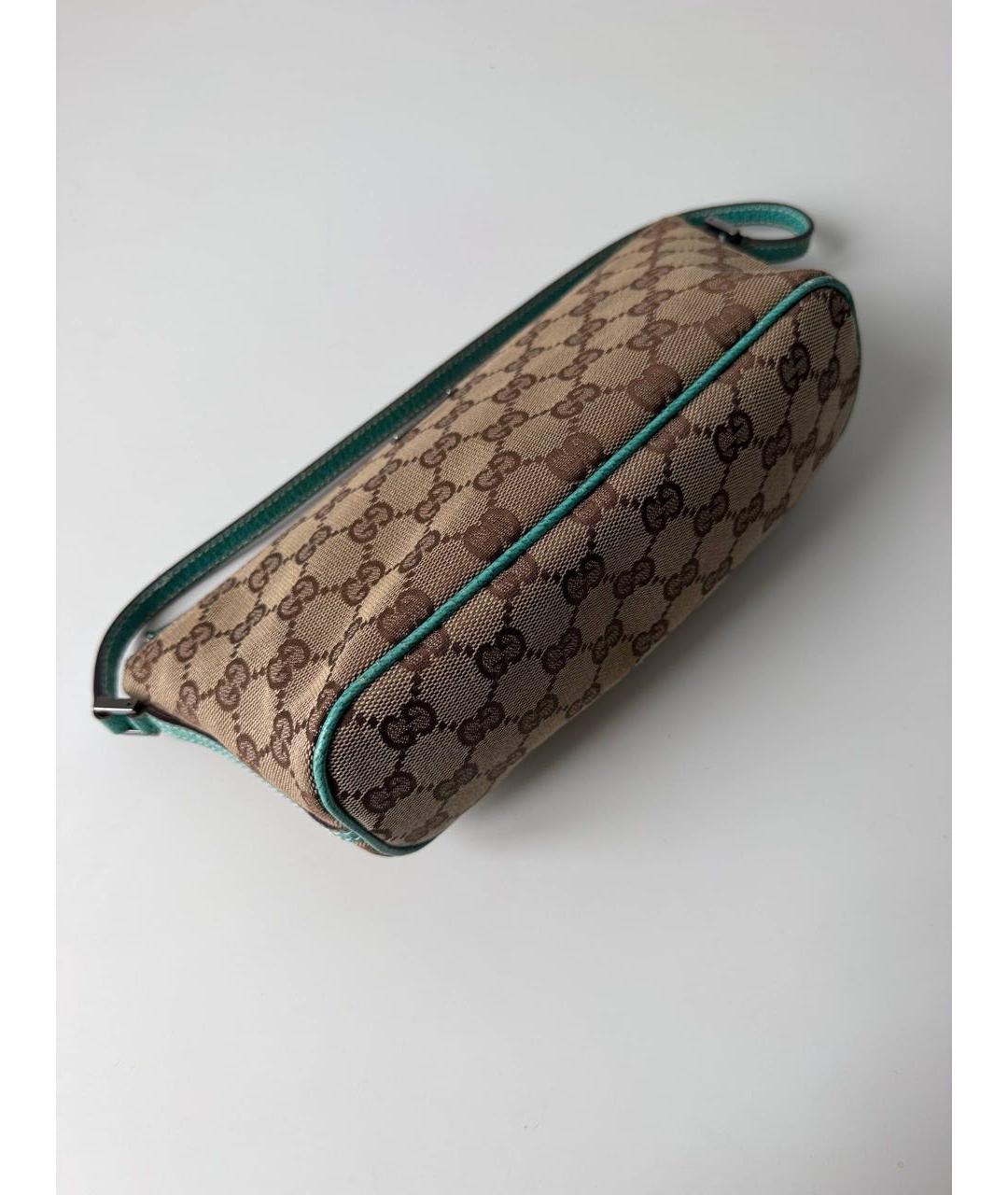 GUCCI Бежевая сумка с короткими ручками из канвы, фото 6