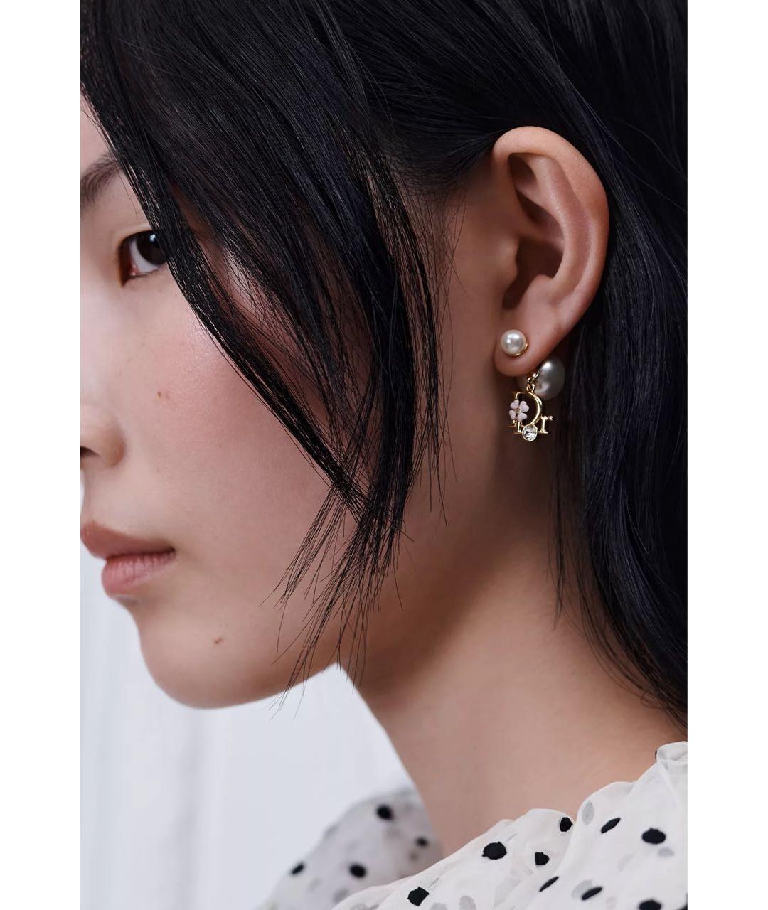 CHRISTIAN DIOR Золотые металлические серьги, фото 2