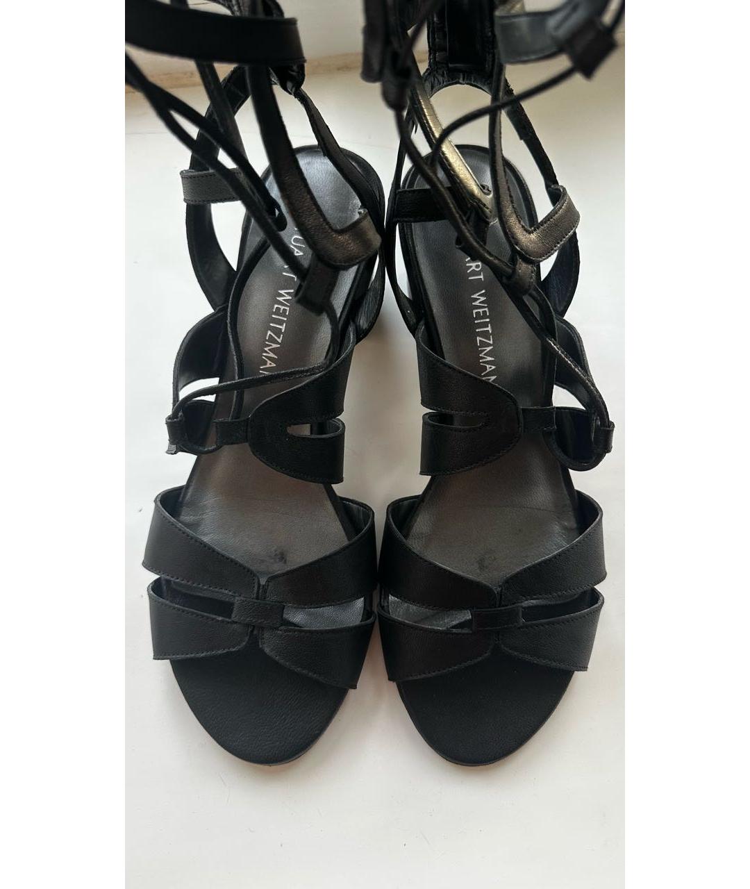 STUART WEITZMAN Черные кожаные босоножки, фото 2