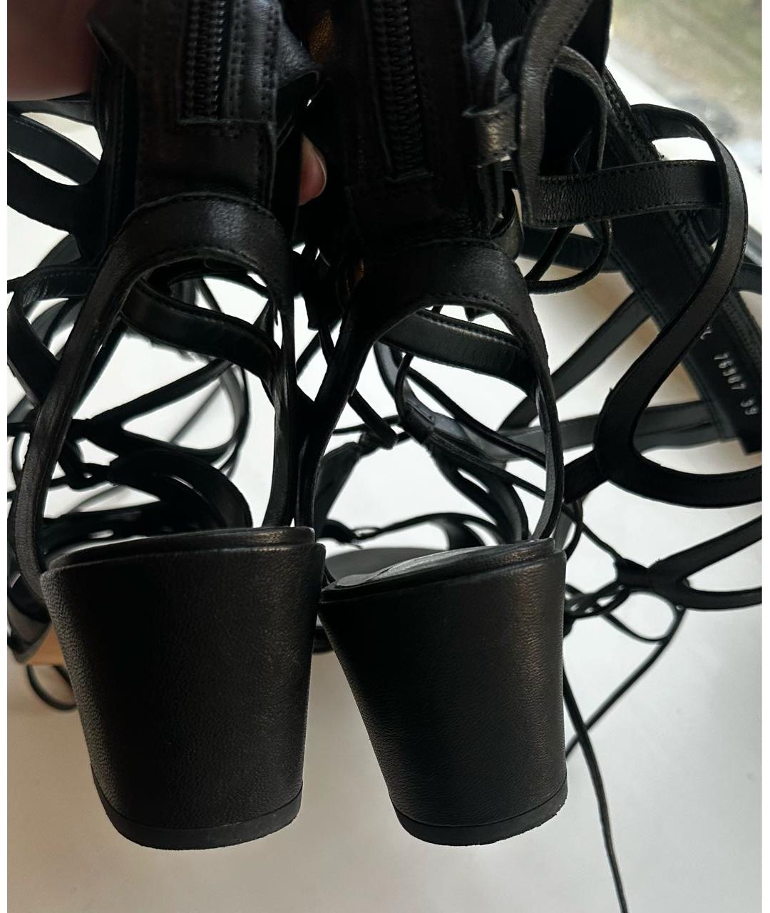 STUART WEITZMAN Черные кожаные босоножки, фото 4