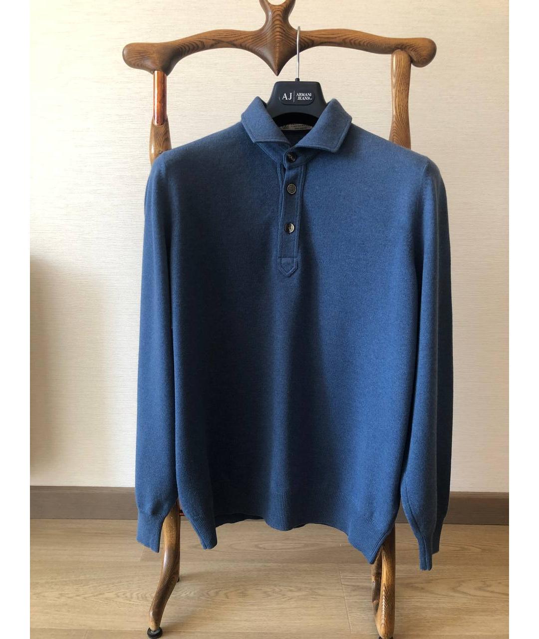 BRUNELLO CUCINELLI Синий кашемировый джемпер / свитер, фото 10