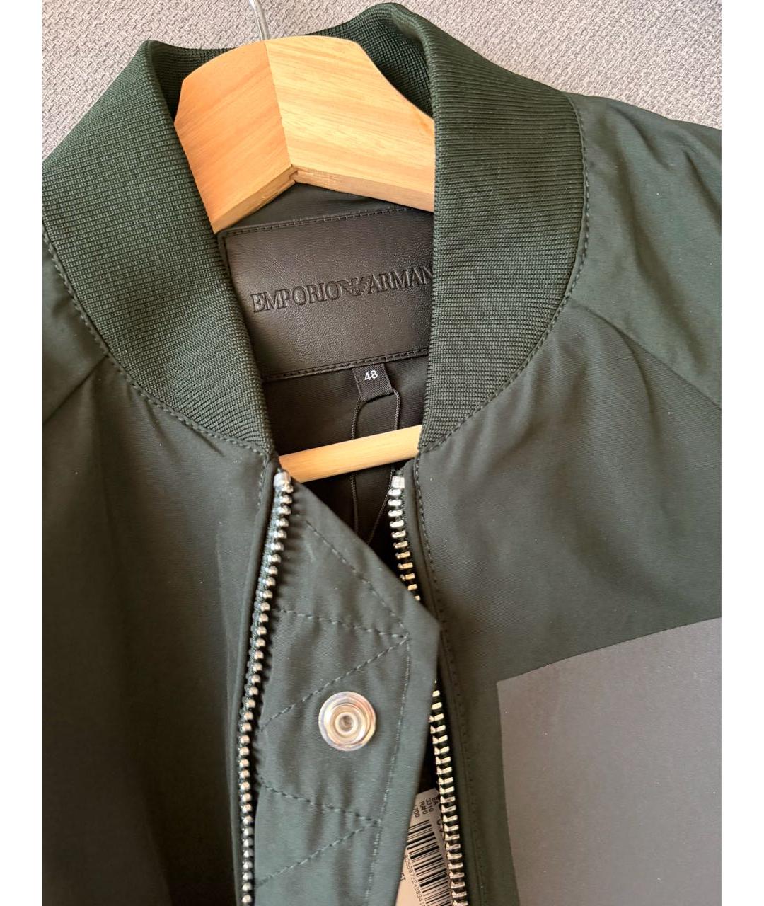 ARMANI JEANS Зеленая полиэстеровая куртка, фото 4