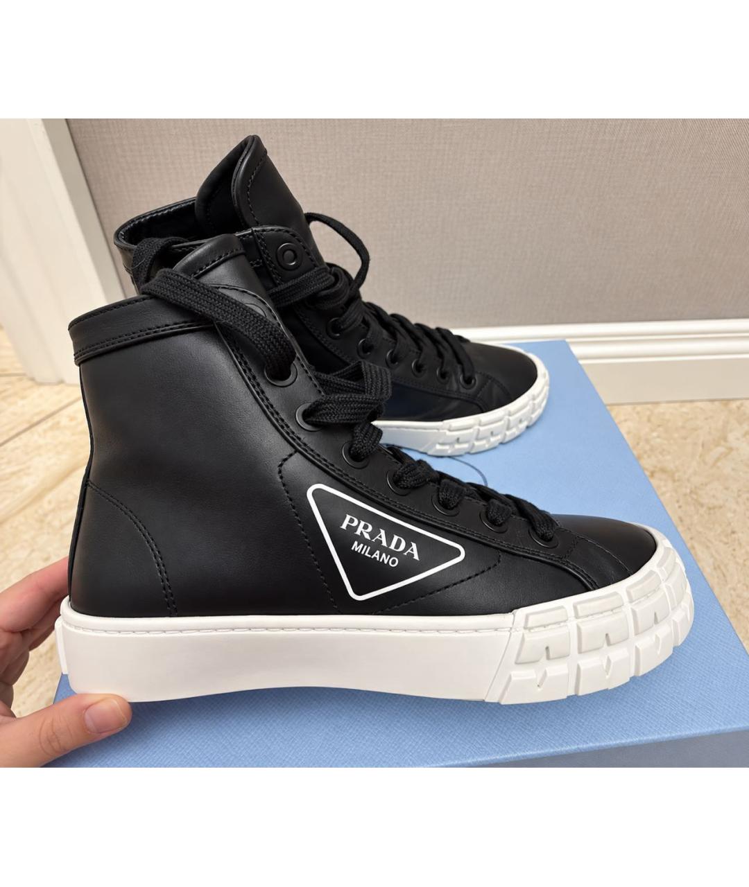 PRADA Черные кожаные кеды, фото 5