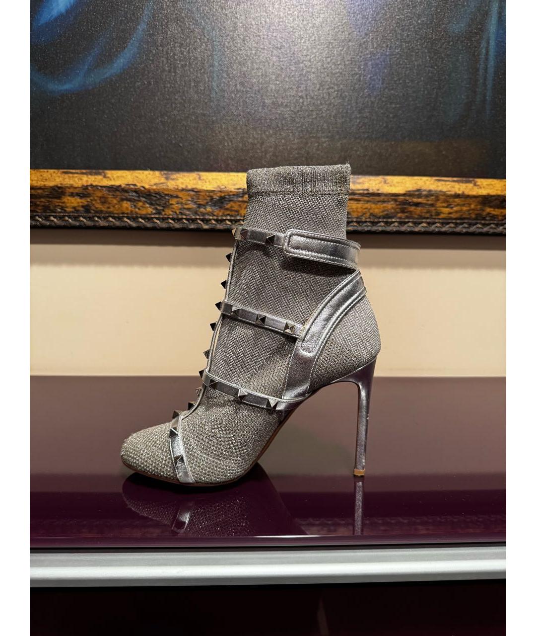 VALENTINO Серебряные текстильные ботильоны, фото 5