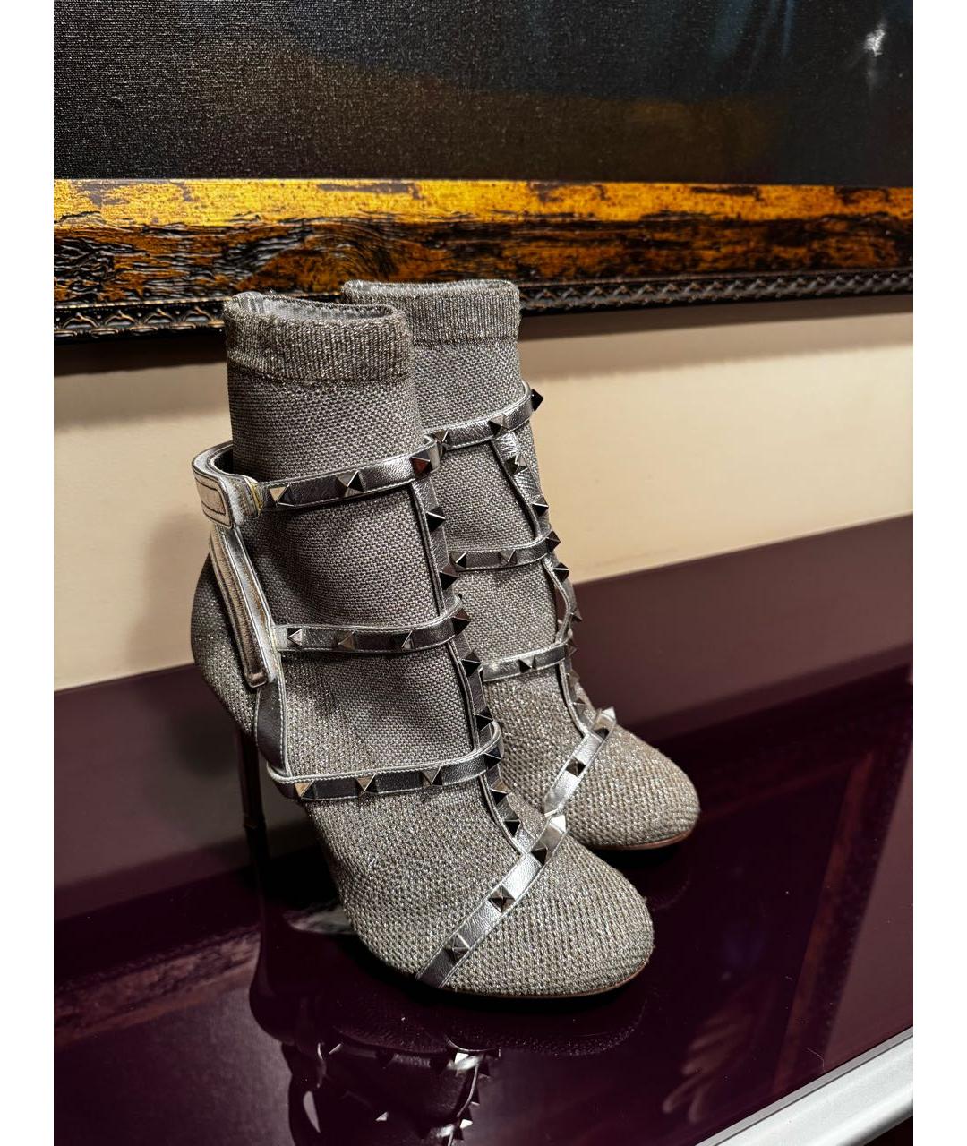 VALENTINO Серебряные текстильные ботильоны, фото 3
