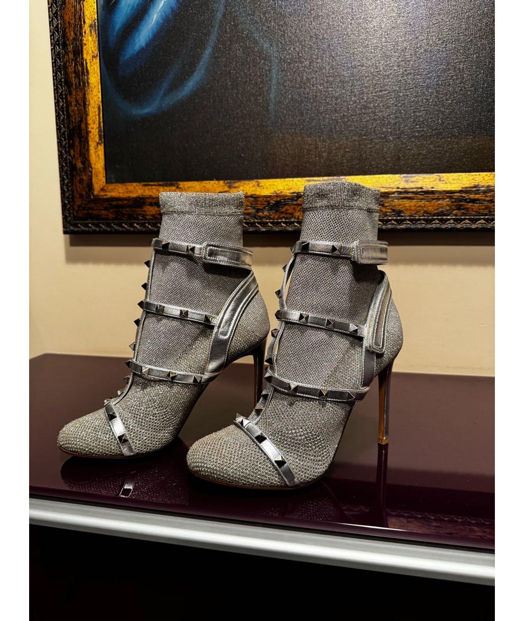 VALENTINO Серебряные текстильные ботильоны, фото 6