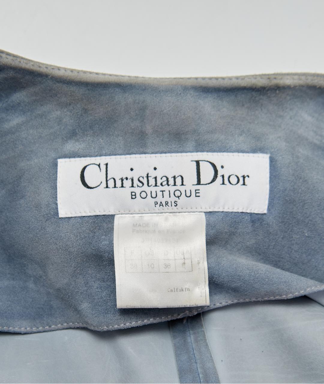 CHRISTIAN DIOR Голубой кожаный костюм с брюками, фото 5