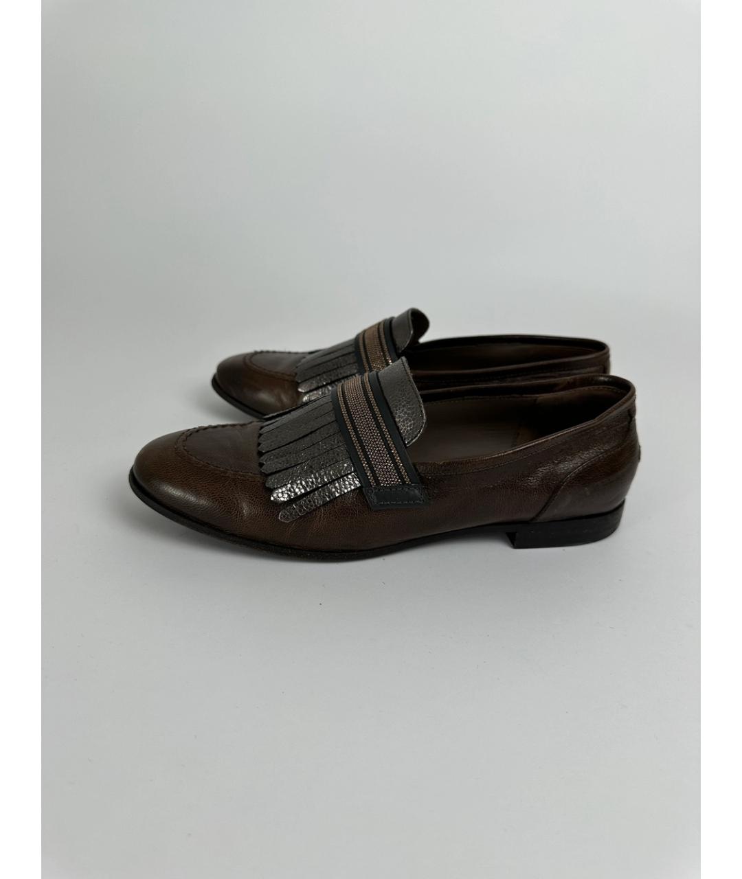 BRUNELLO CUCINELLI Коричневые кожаные лоферы, фото 7