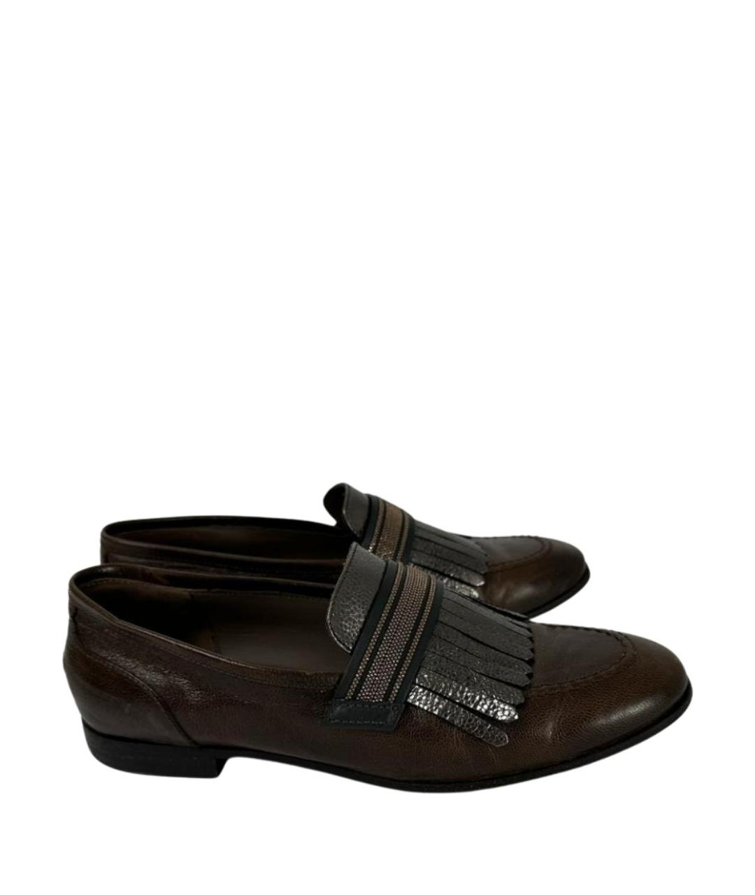 BRUNELLO CUCINELLI Коричневые кожаные лоферы, фото 1