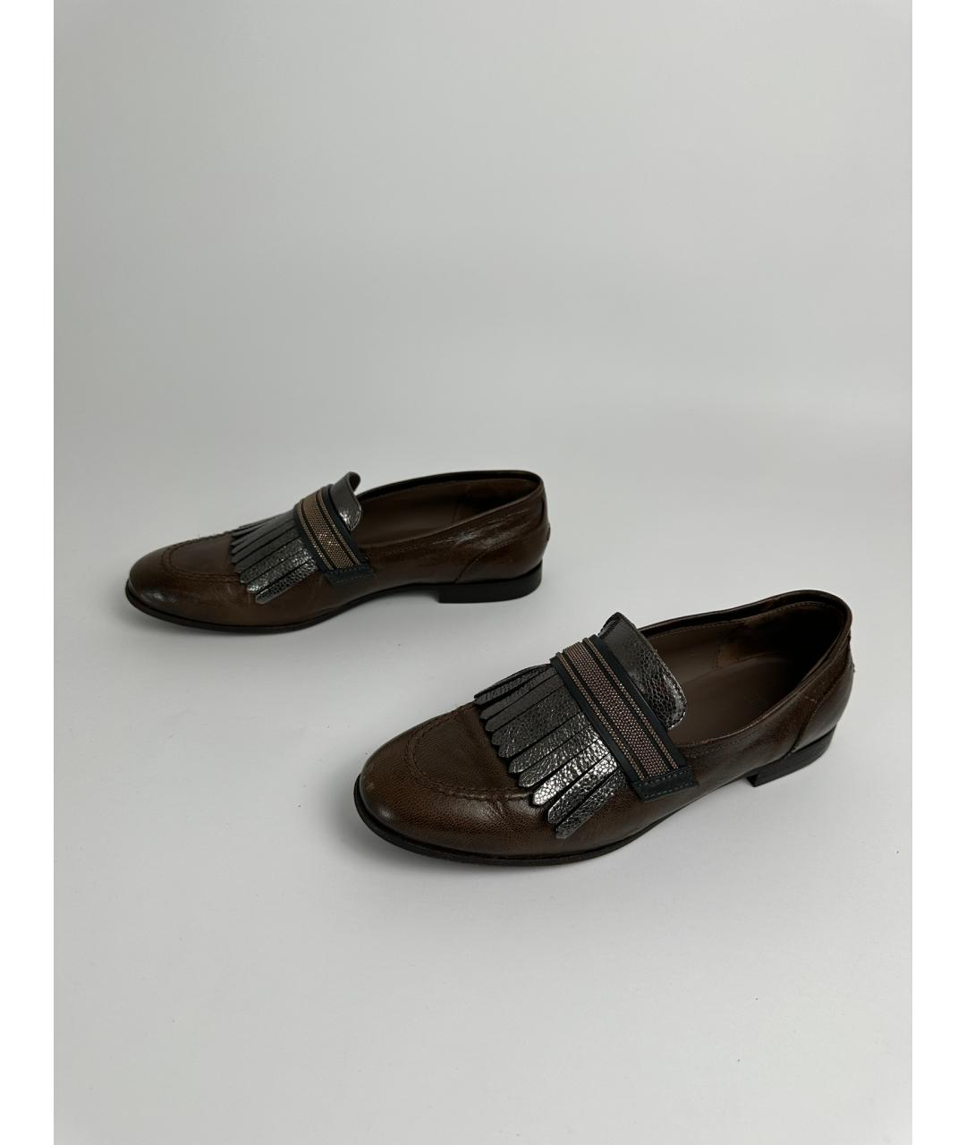 BRUNELLO CUCINELLI Коричневые кожаные лоферы, фото 6