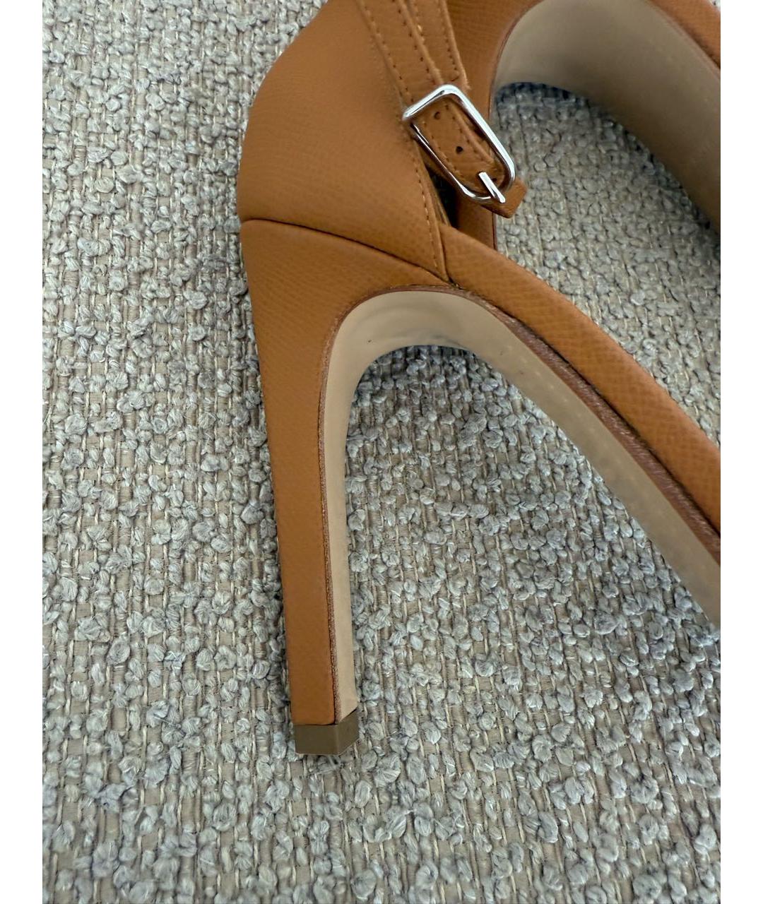 HERMES Коричневые кожаные босоножки, фото 4