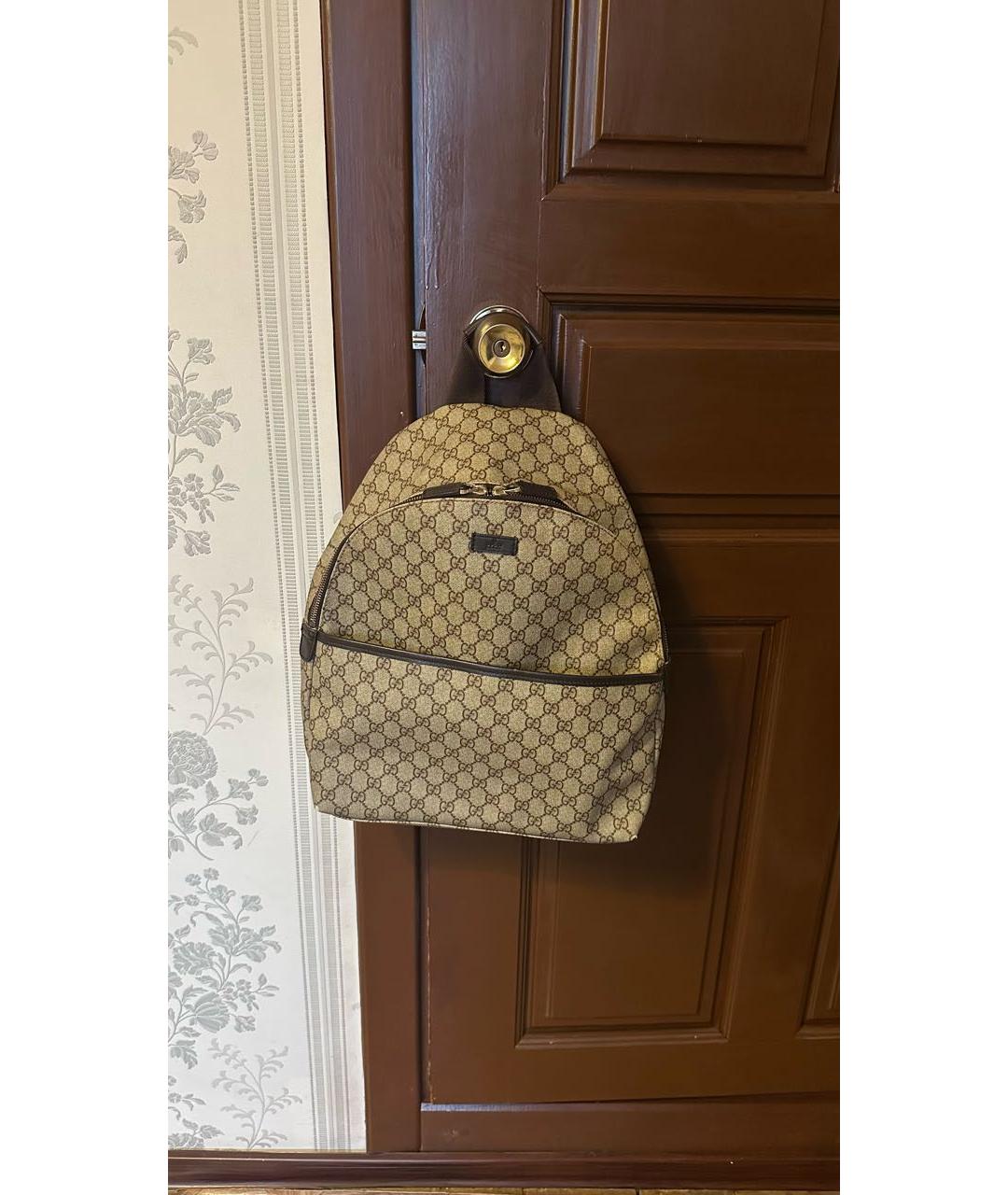 GUCCI Бежевый рюкзак из канвы, фото 9