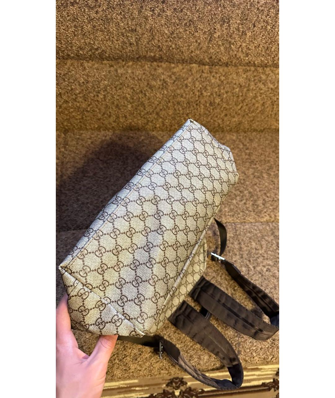 GUCCI Бежевый рюкзак из канвы, фото 7