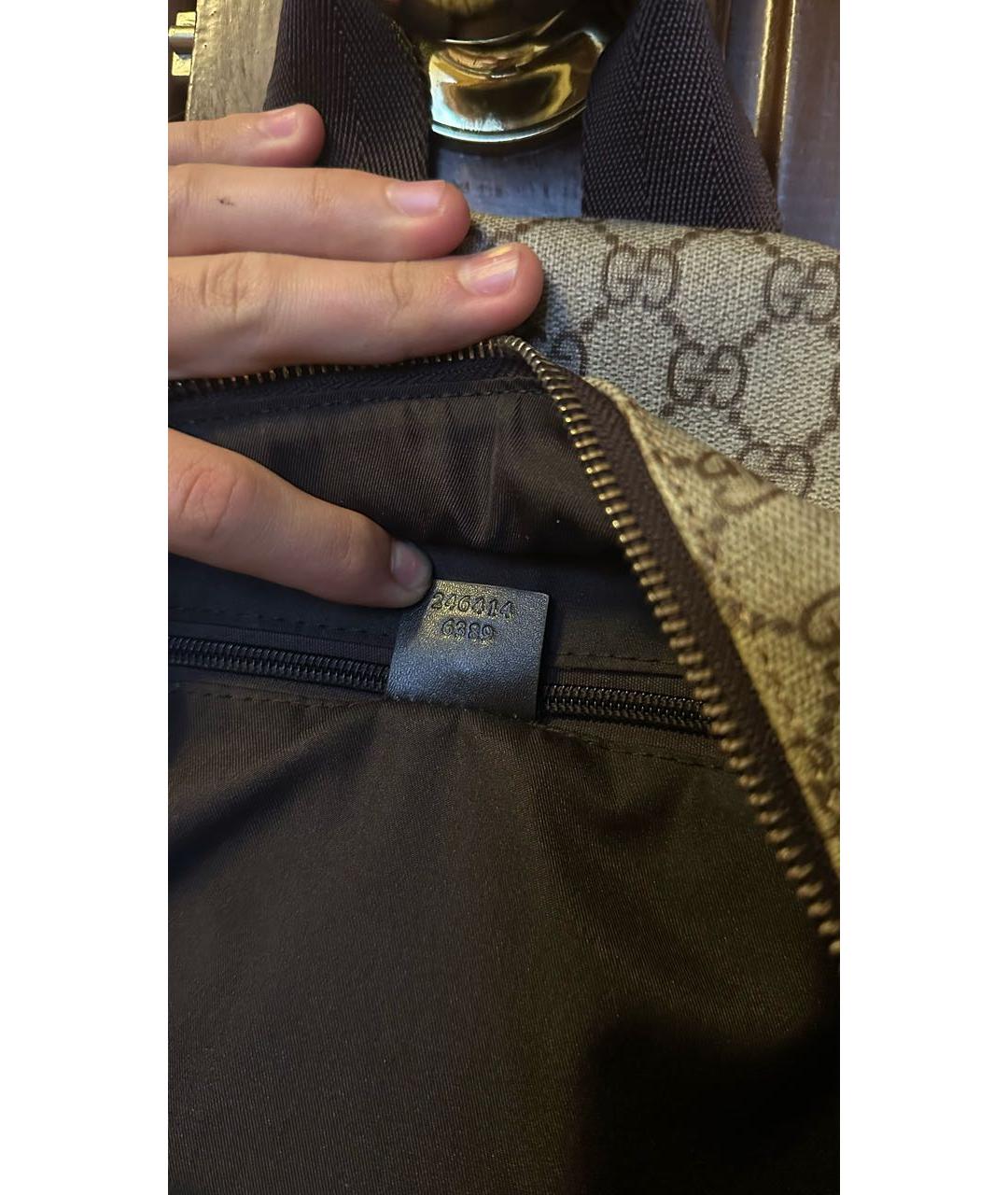 GUCCI Бежевый рюкзак из канвы, фото 5
