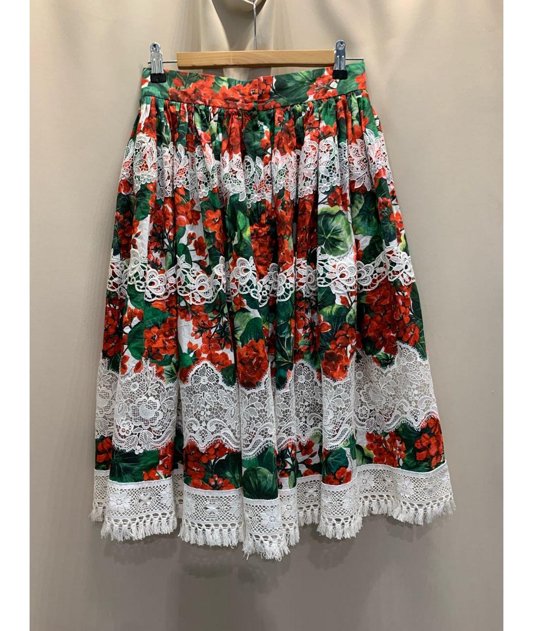 DOLCE&GABBANA Мульти хлопковая юбка миди, фото 2