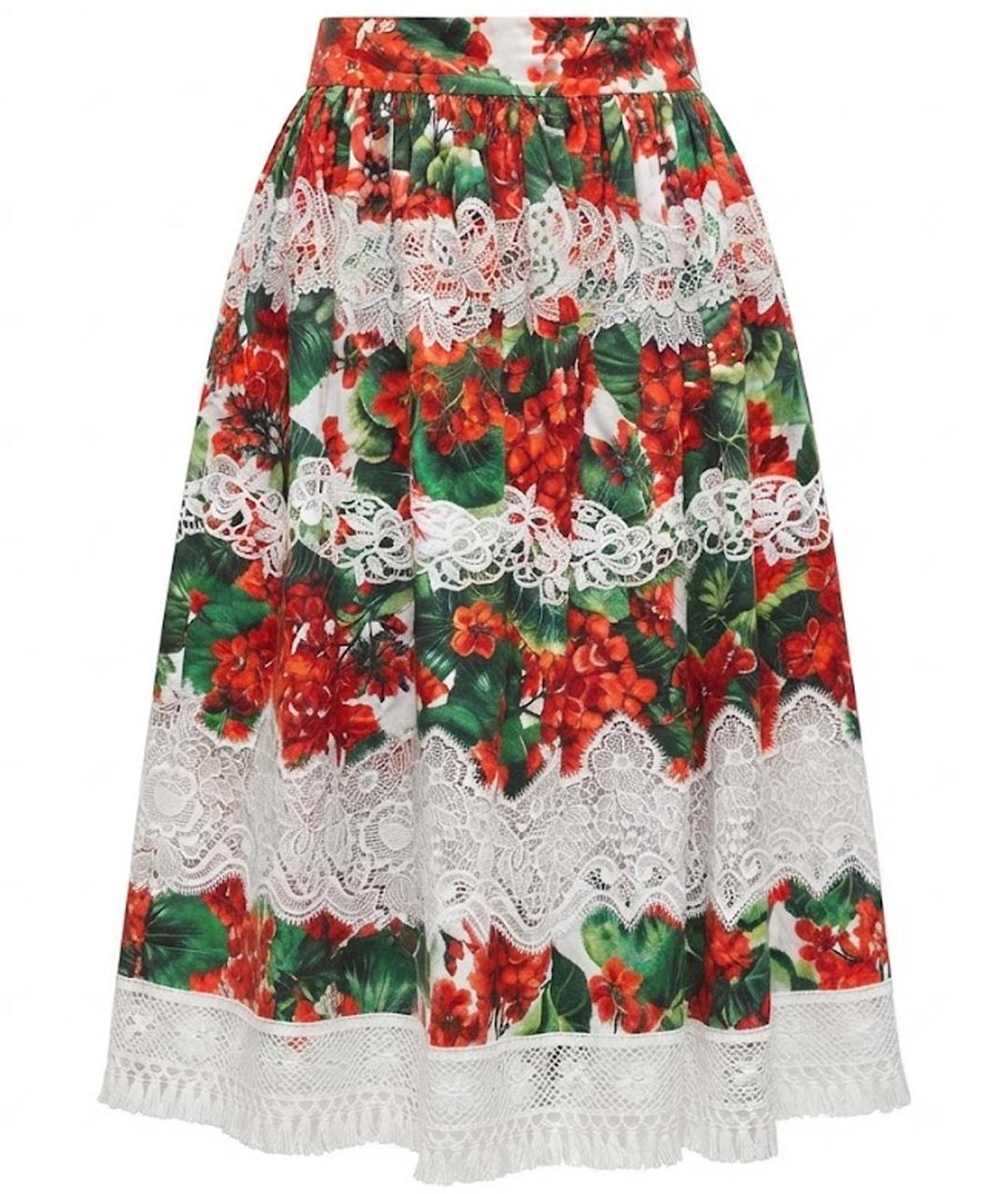 DOLCE&GABBANA Мульти хлопковая юбка миди, фото 1