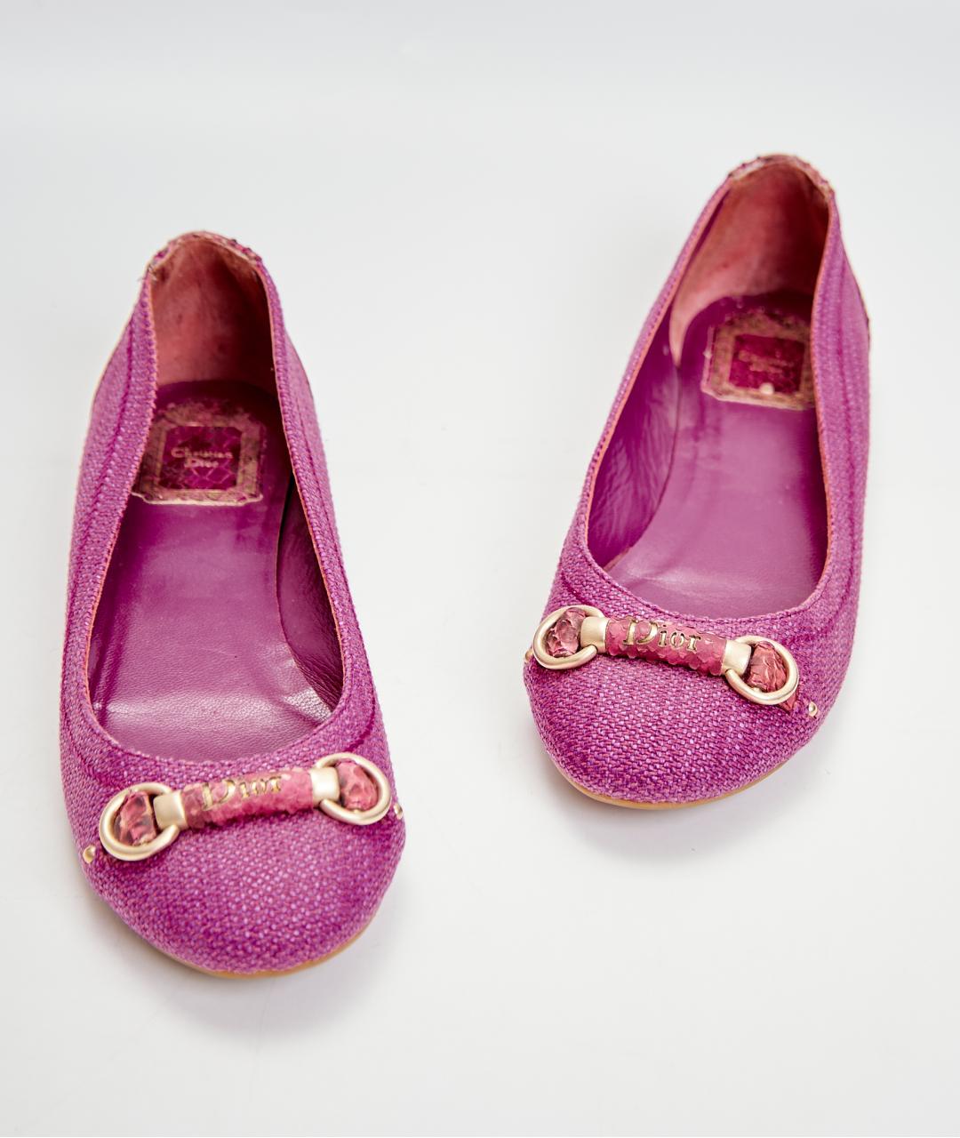 CHRISTIAN DIOR Розовые текстильные балетки, фото 4