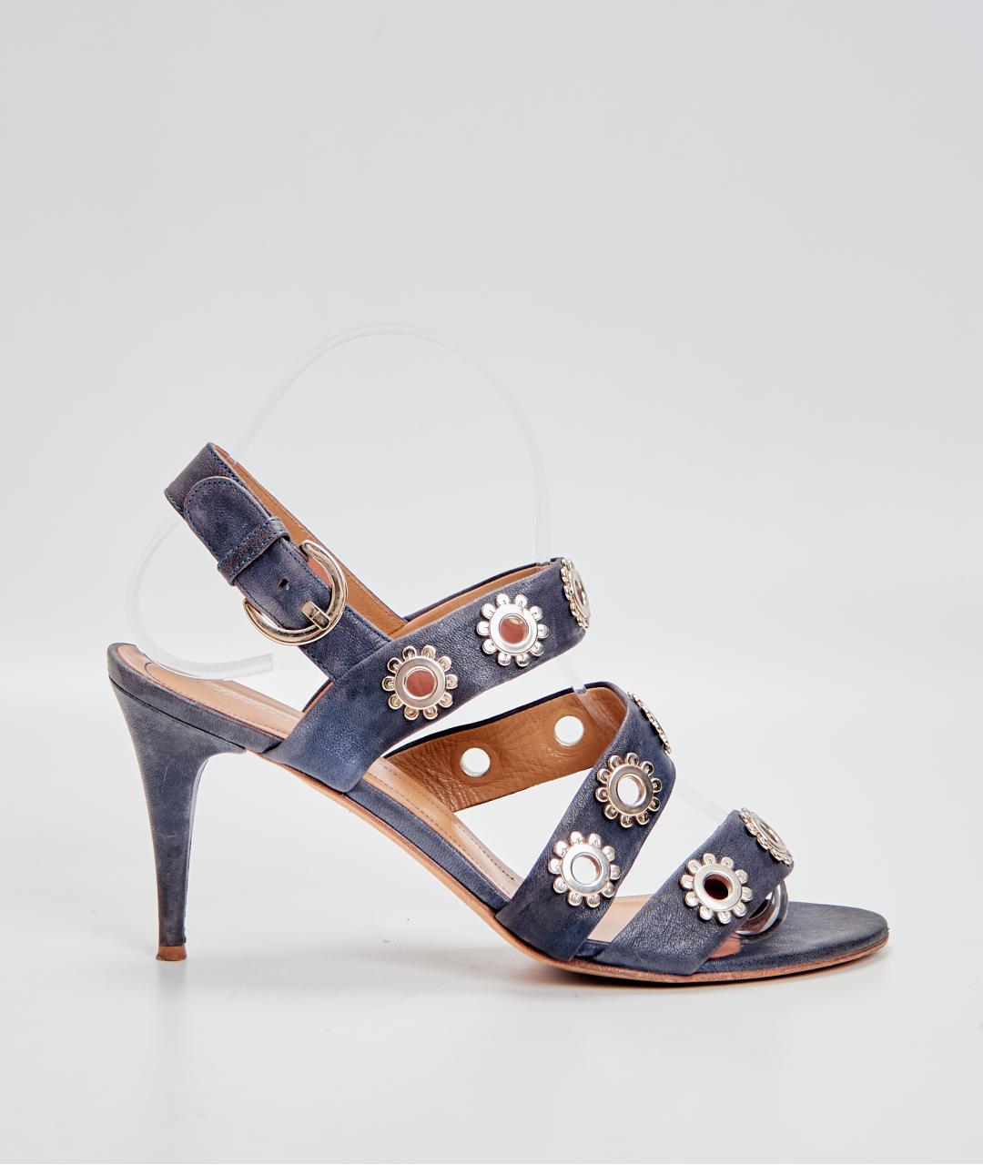 BLUMARINE Синие кожаные босоножки, фото 5