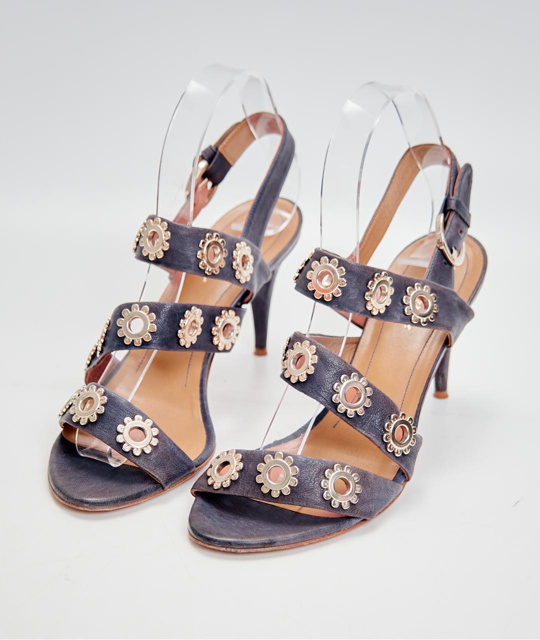 BLUMARINE Синие кожаные босоножки, фото 2