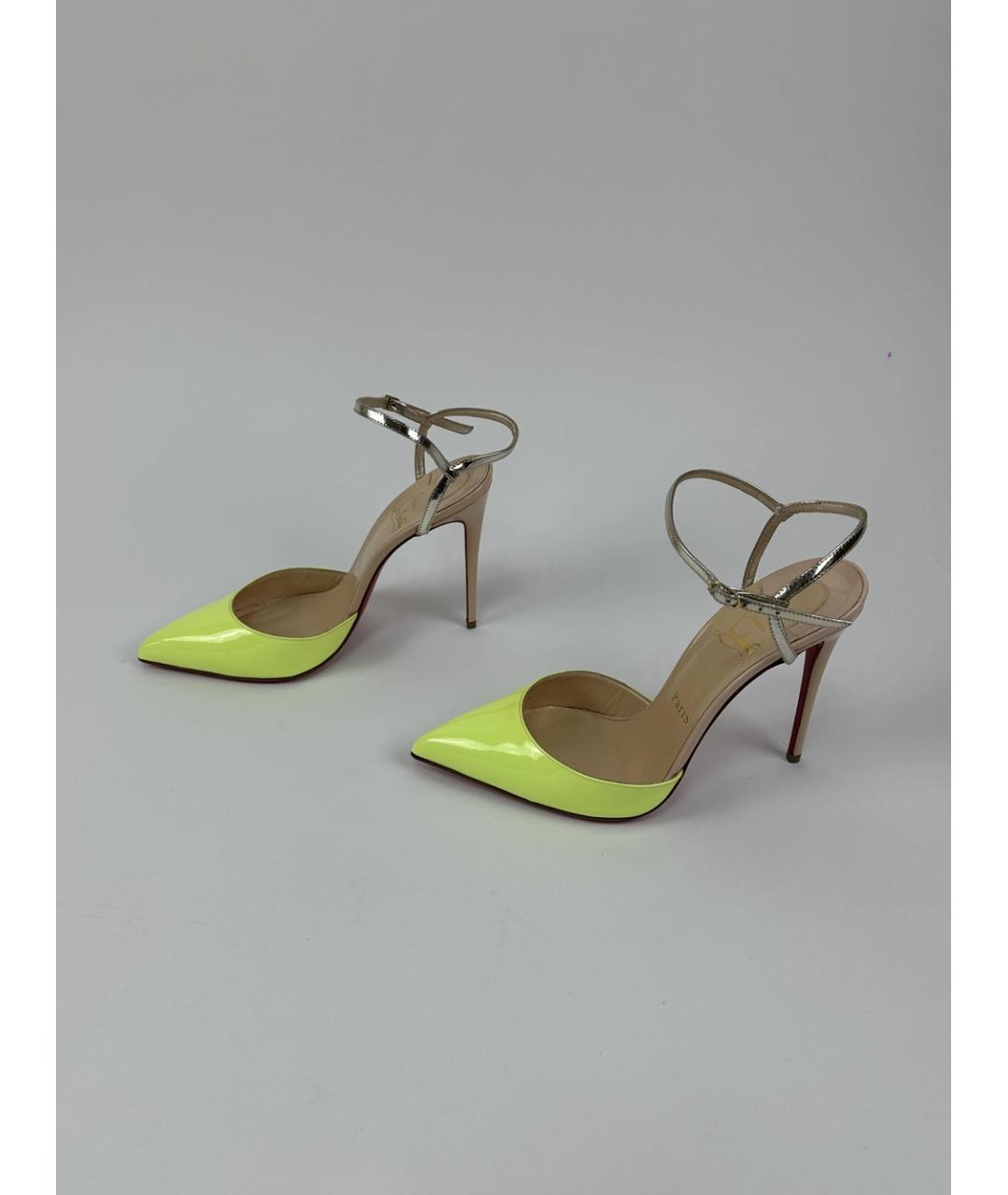 CHRISTIAN LOUBOUTIN Желтые кожаные босоножки, фото 2