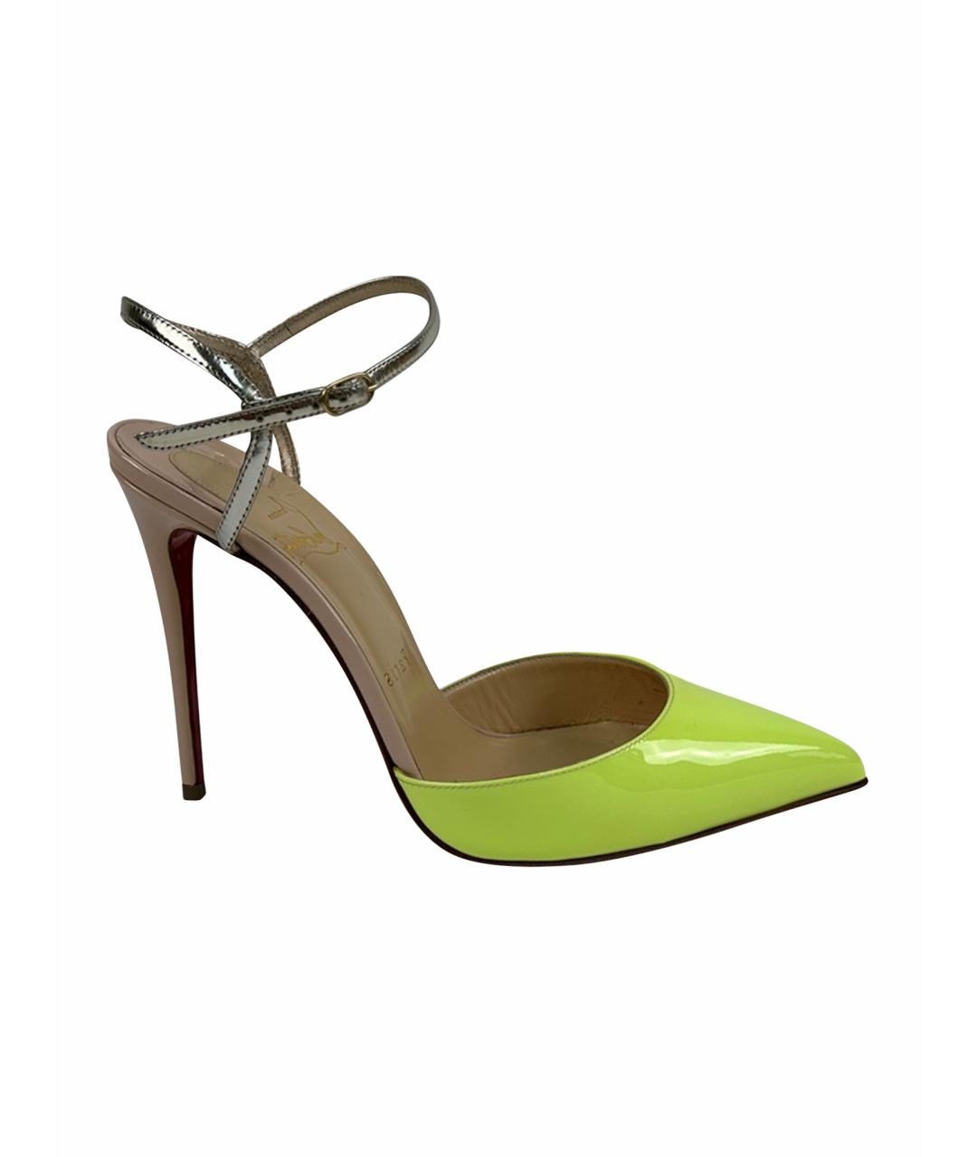 CHRISTIAN LOUBOUTIN Желтые кожаные босоножки, фото 7