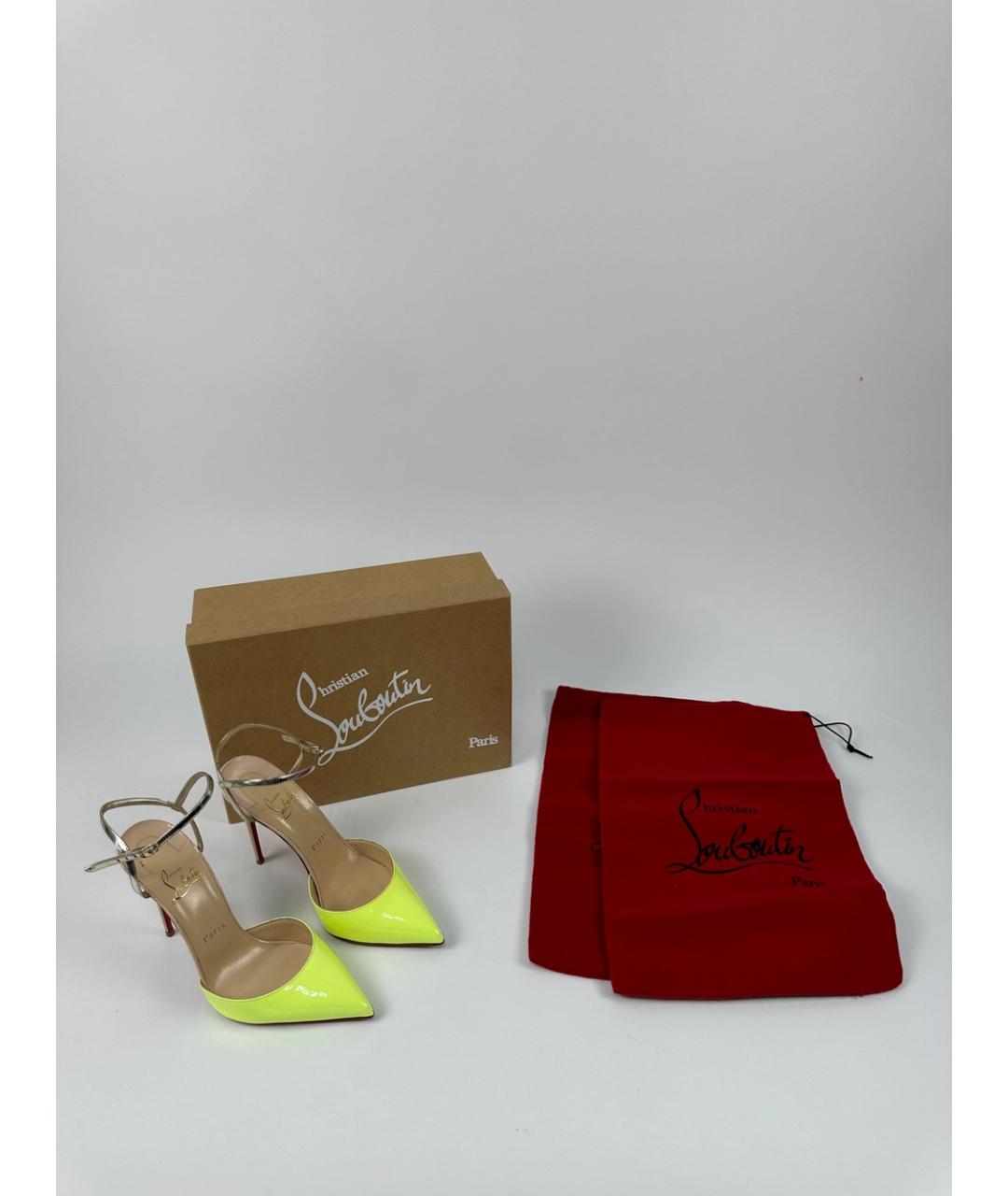 CHRISTIAN LOUBOUTIN Желтые кожаные босоножки, фото 3