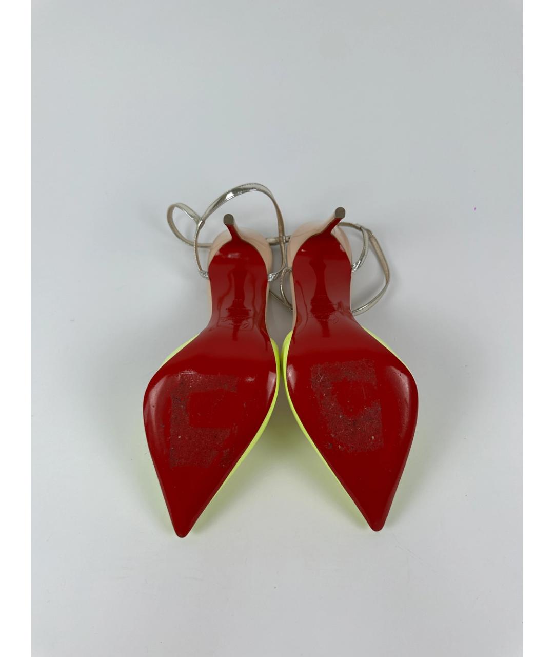CHRISTIAN LOUBOUTIN Желтые кожаные босоножки, фото 4