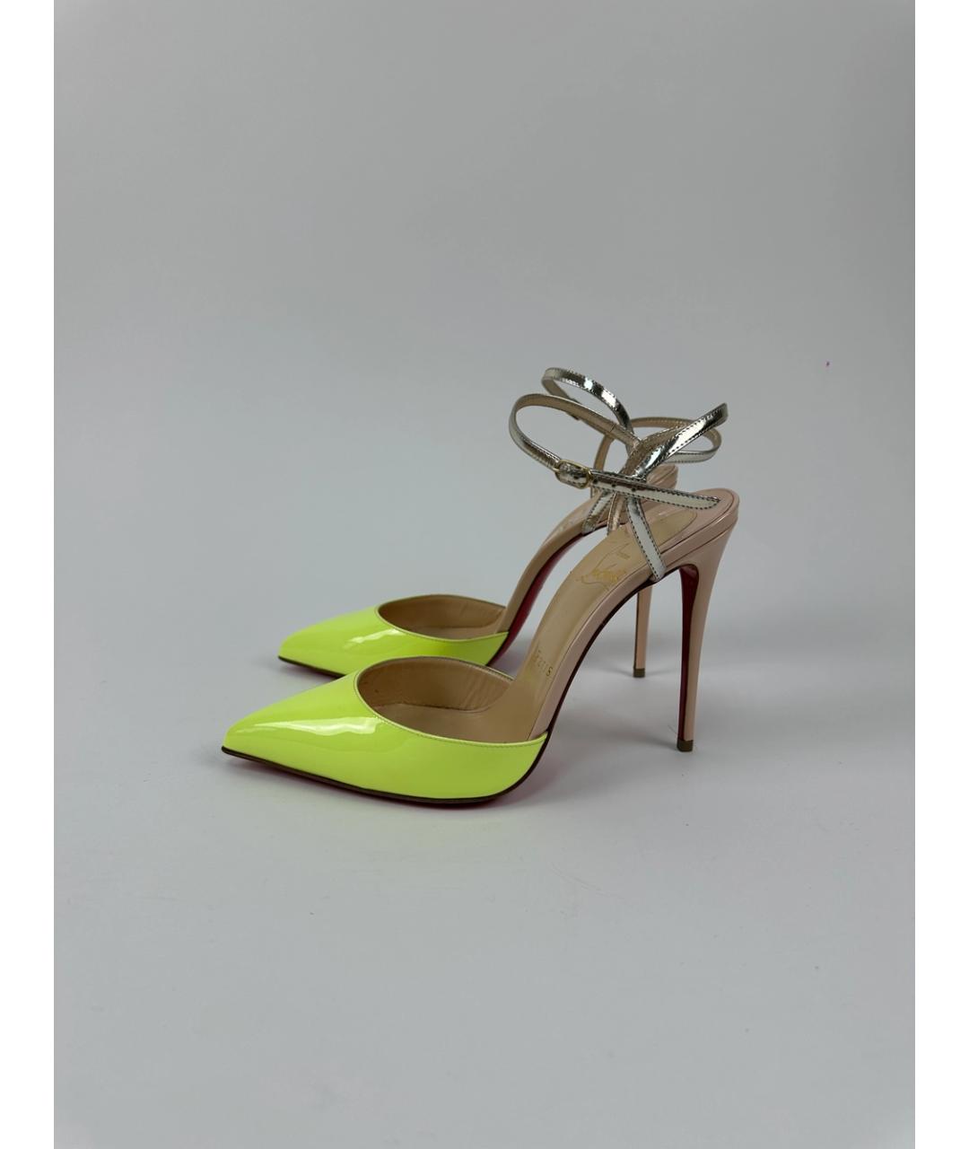 CHRISTIAN LOUBOUTIN Желтые кожаные босоножки, фото 6