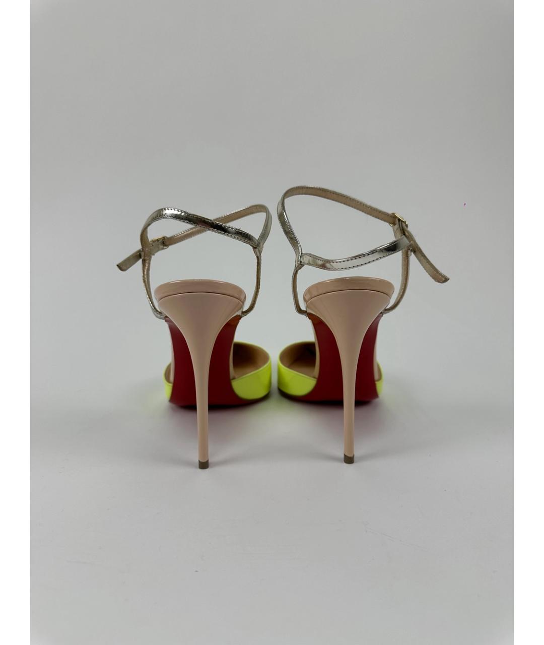 CHRISTIAN LOUBOUTIN Желтые кожаные босоножки, фото 5