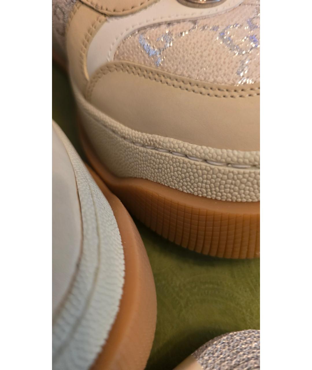 GUCCI Бежевые кожаные кроссовки, фото 8