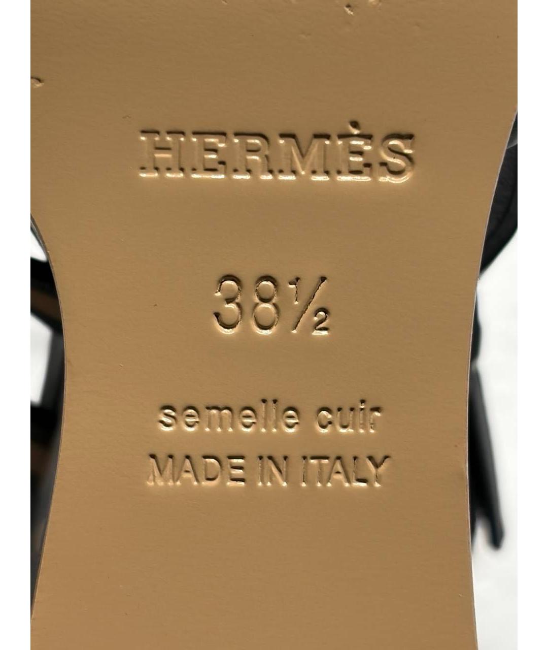 HERMES Черные кожаные босоножки, фото 5