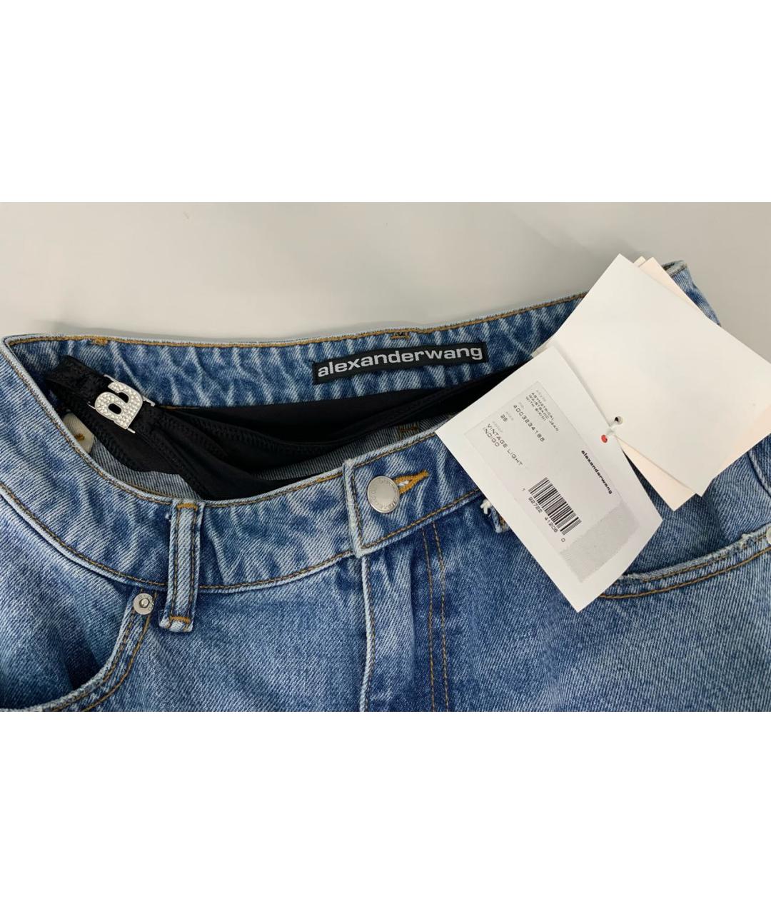 ALEXANDER WANG Голубые хлопковые прямые джинсы, фото 3