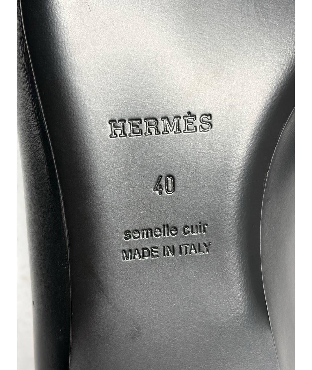 HERMES Черные кожаные туфли, фото 5