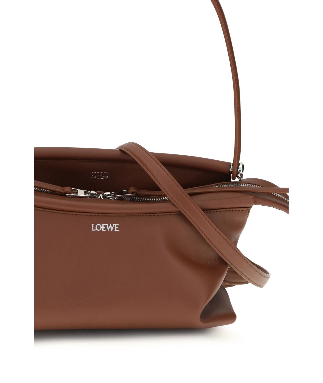 LOEWE Коричневая кожаная сумка через плечо, фото 4