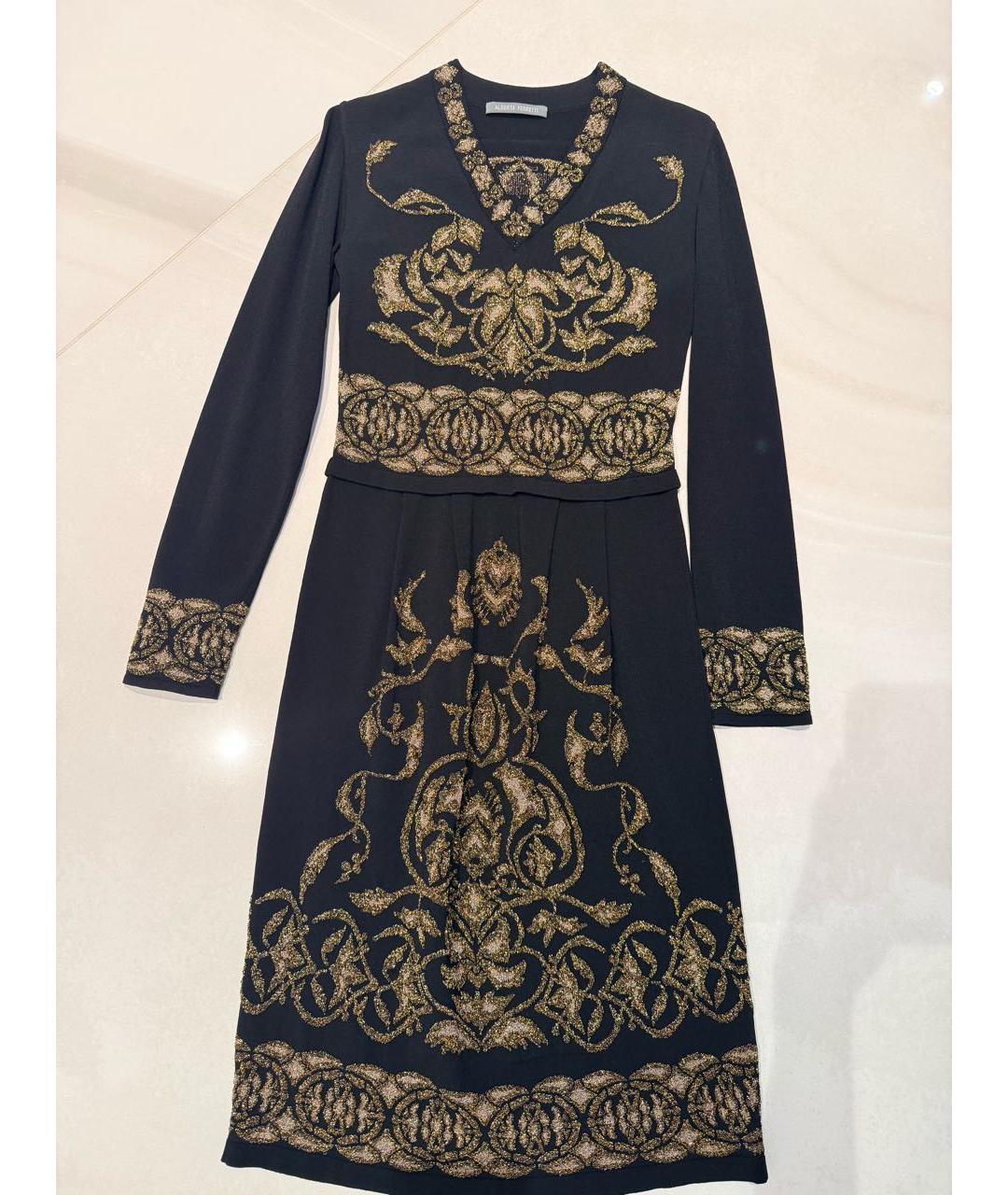 ALBERTA FERRETTI Черное вискозное коктейльное платье, фото 4