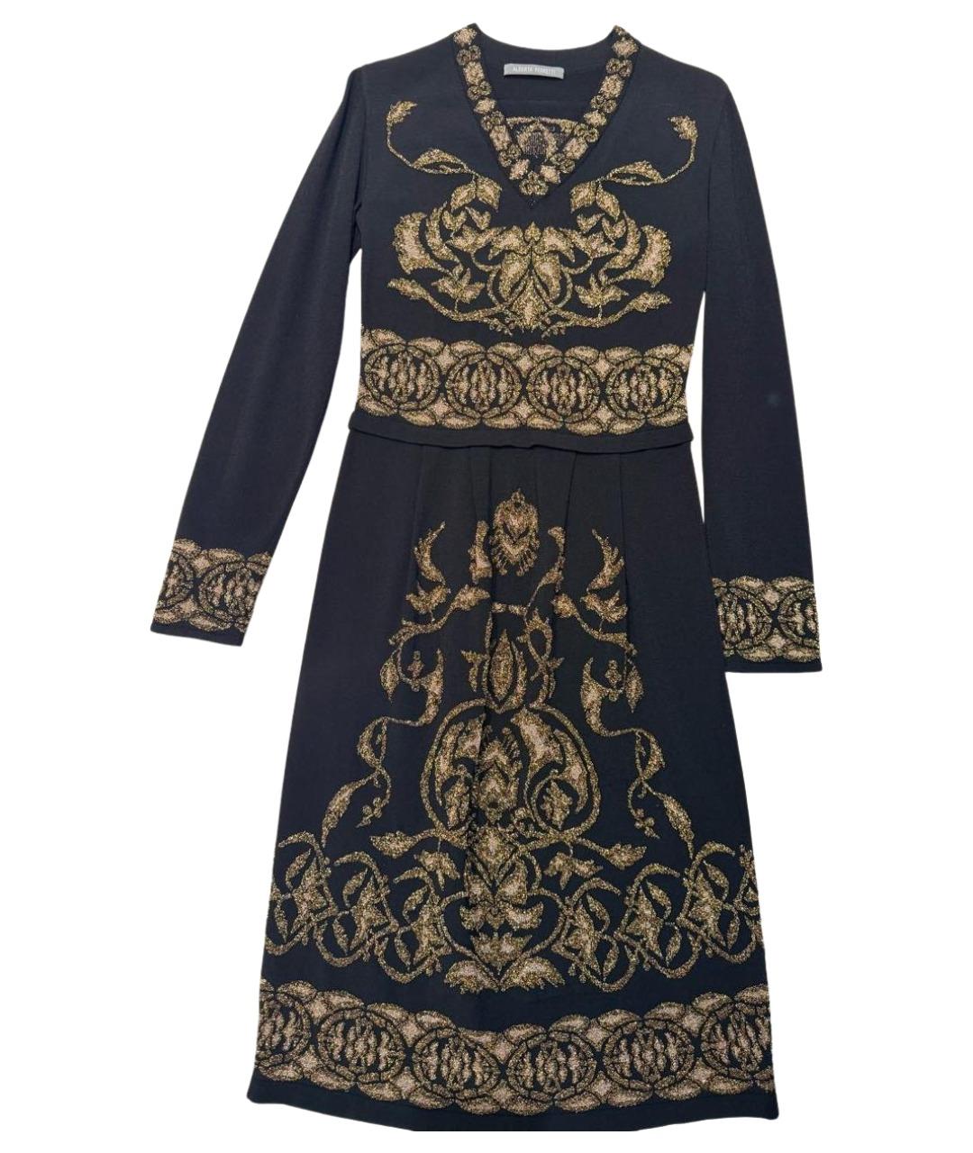 ALBERTA FERRETTI Черное вискозное коктейльное платье, фото 1