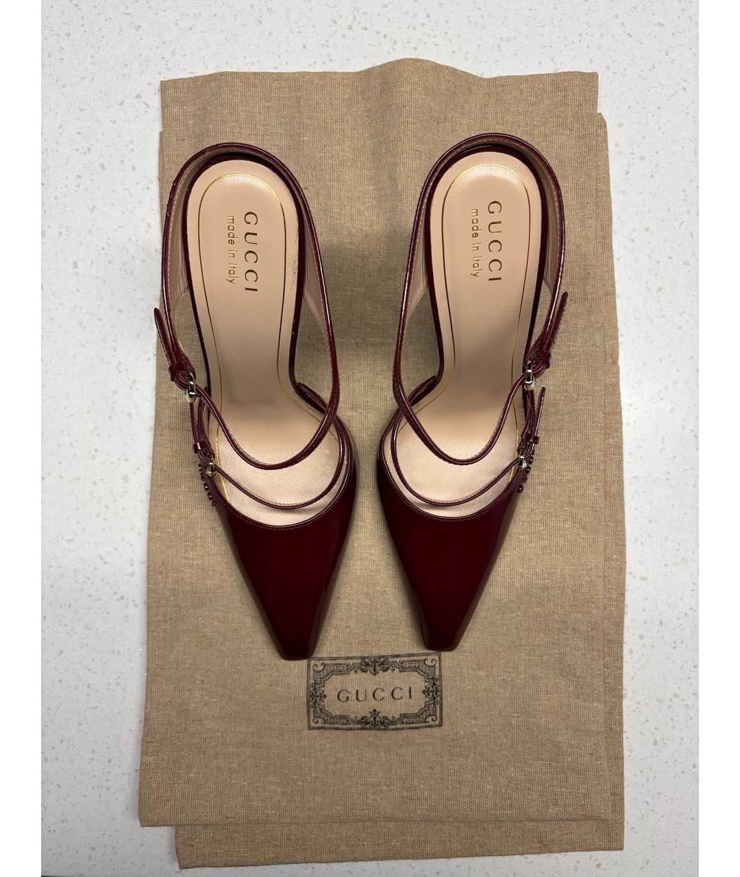 GUCCI Бордовые туфли из лакированной кожи, фото 3