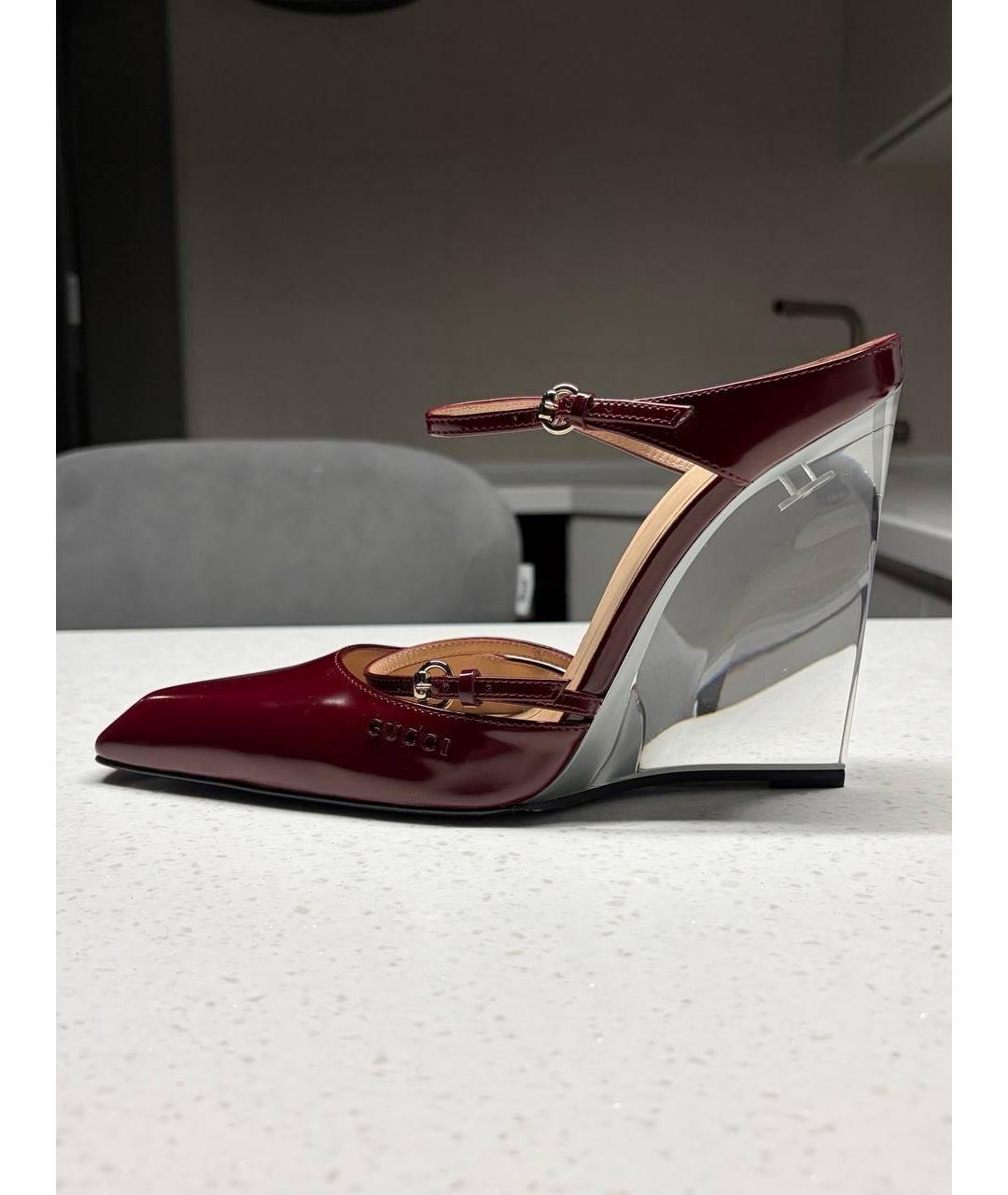 GUCCI Бордовые туфли из лакированной кожи, фото 6
