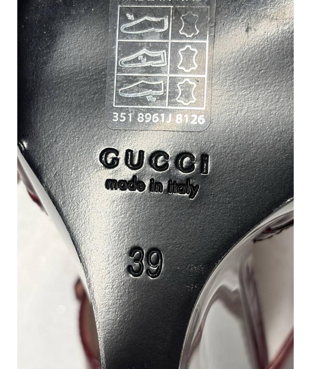 GUCCI Бордовые туфли из лакированной кожи, фото 4