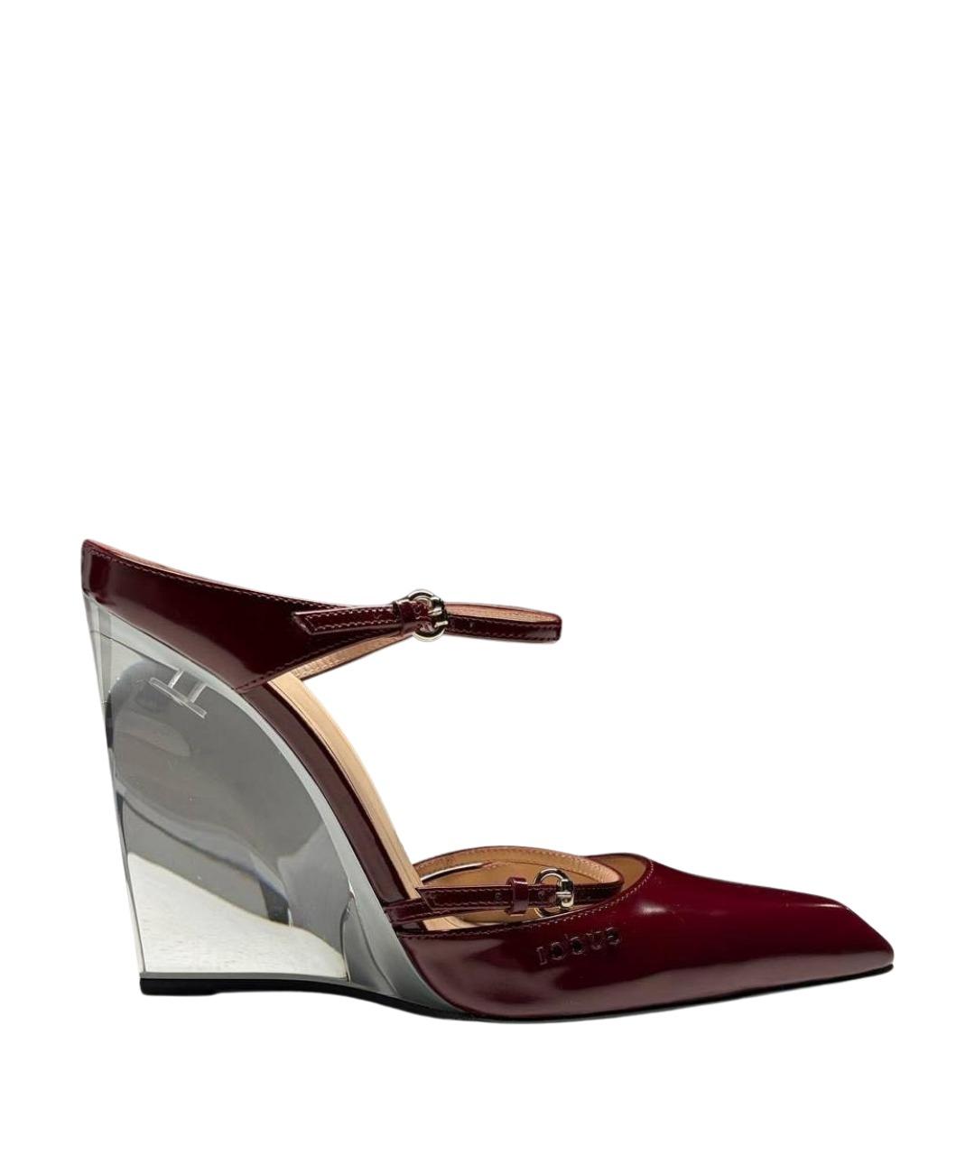 GUCCI Бордовые туфли из лакированной кожи, фото 1