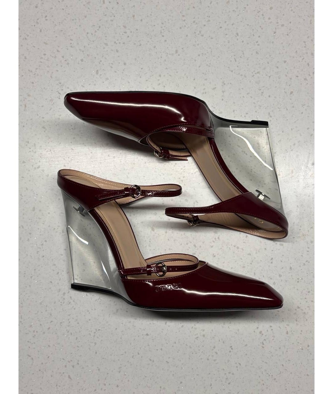 GUCCI Бордовые туфли из лакированной кожи, фото 2
