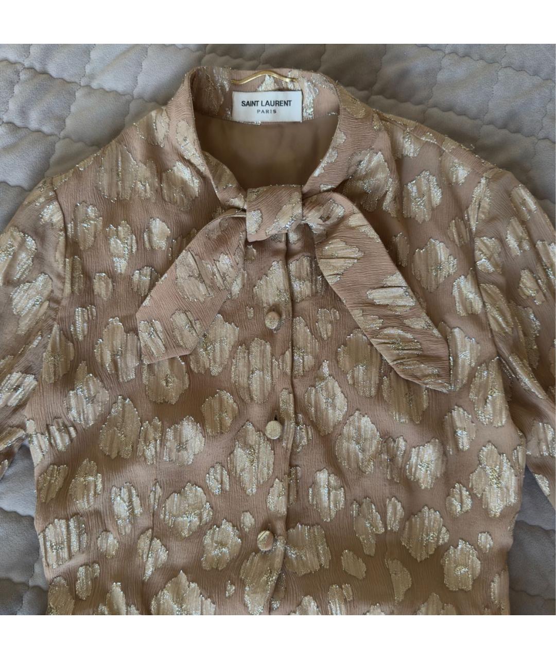 SAINT LAURENT Бежевое шелковое коктейльное платье, фото 3