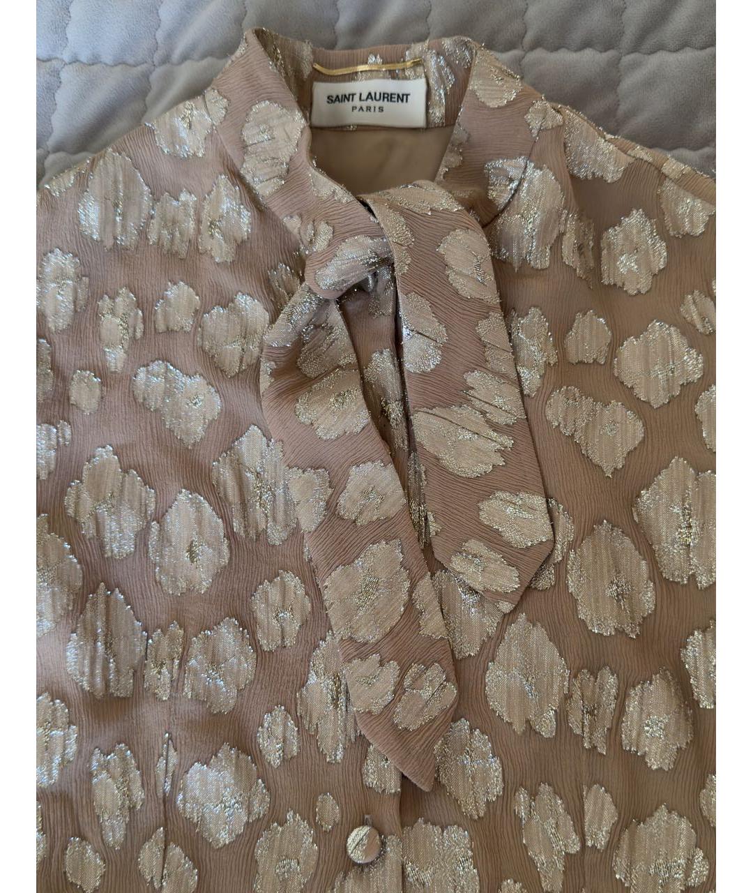 SAINT LAURENT Бежевое шелковое коктейльное платье, фото 7