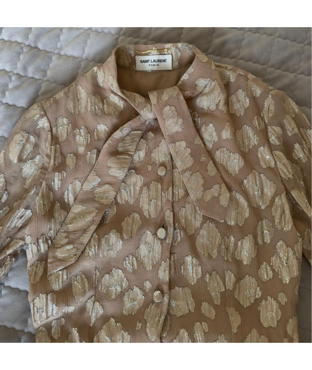 SAINT LAURENT Бежевое шелковое коктейльное платье, фото 4