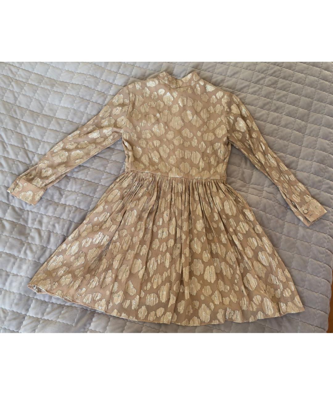 SAINT LAURENT Бежевое шелковое коктейльное платье, фото 2