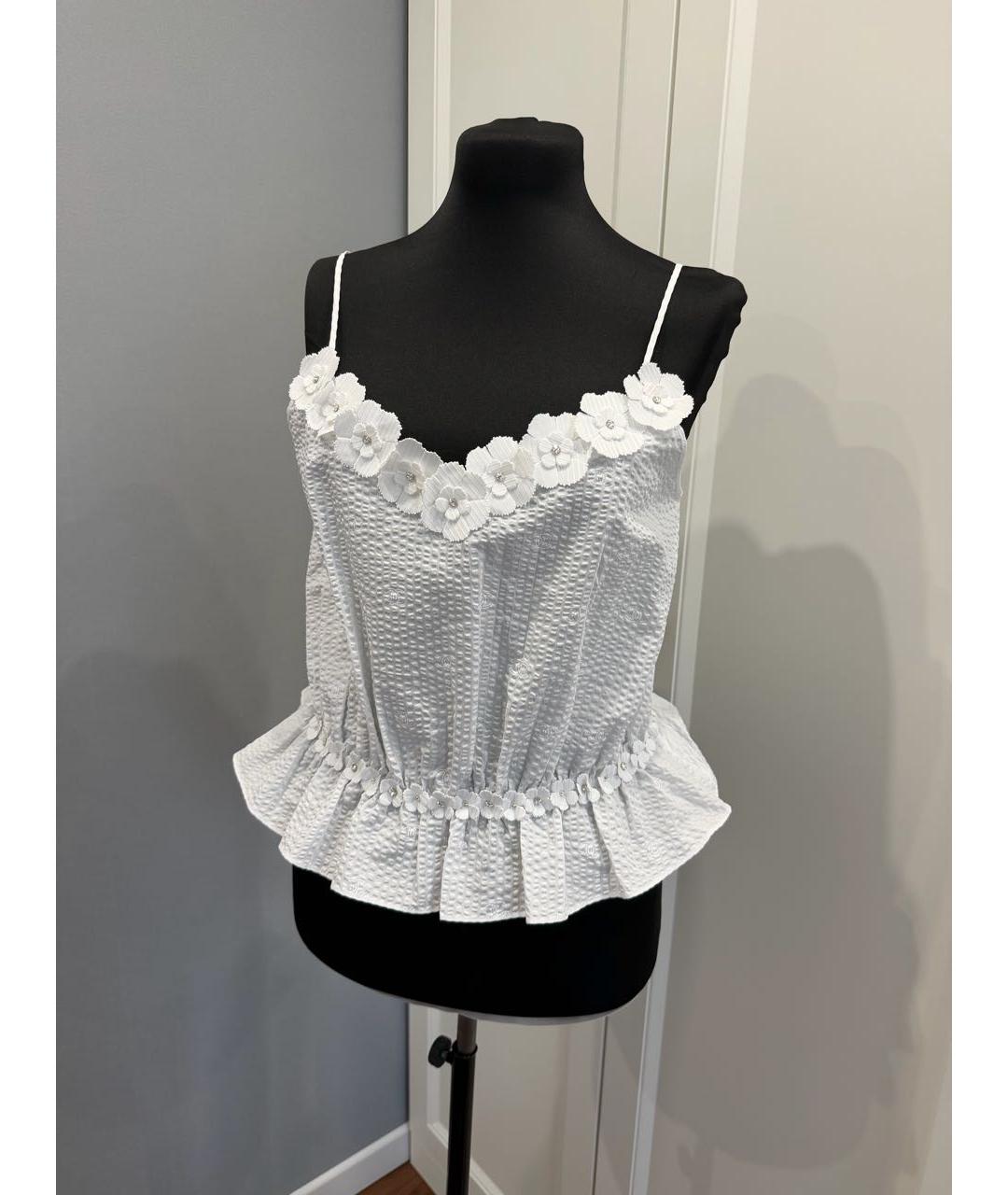 CHANEL Белая хлопковая блузы, фото 4