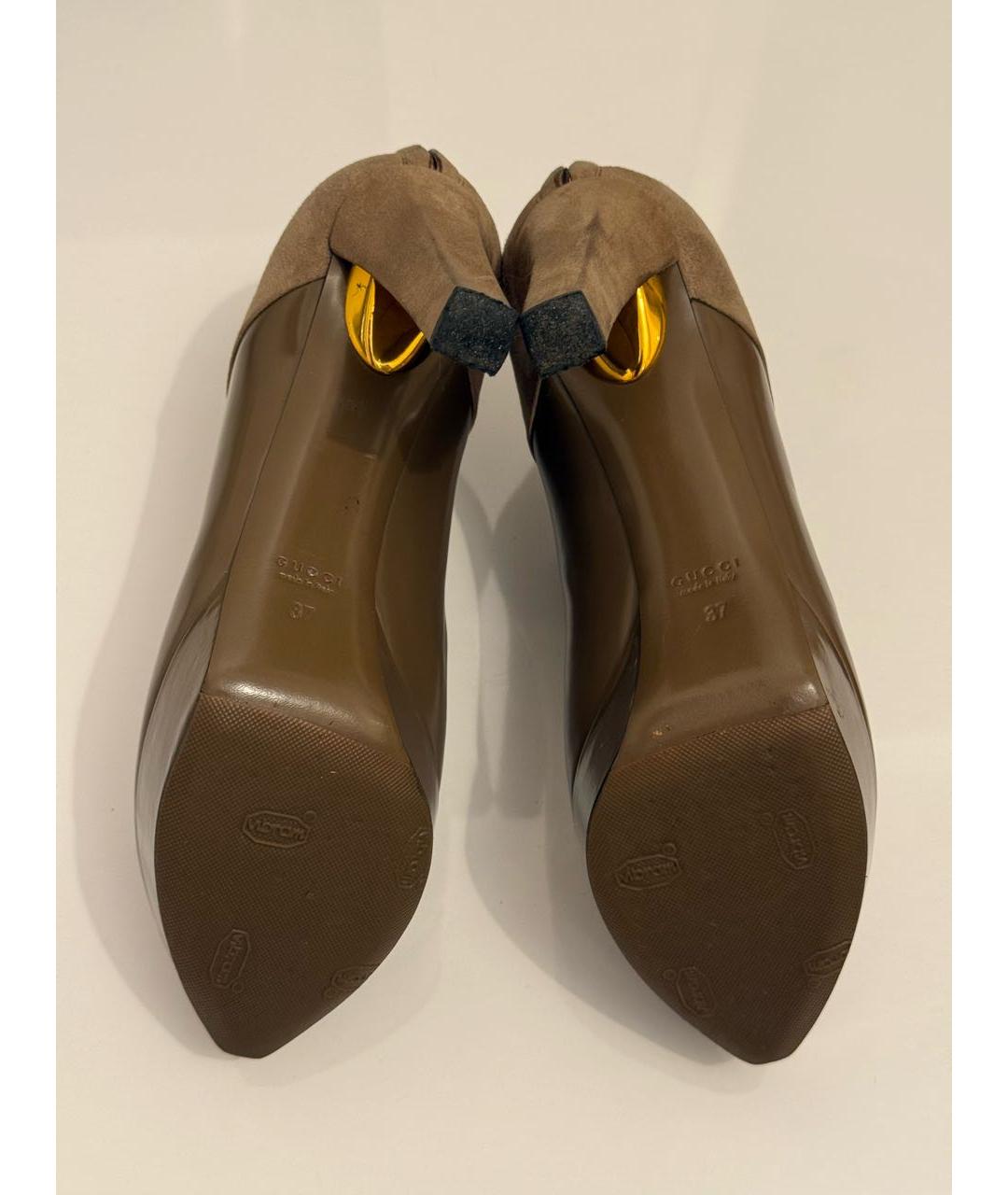 GUCCI Хаки кожаные ботильоны, фото 4