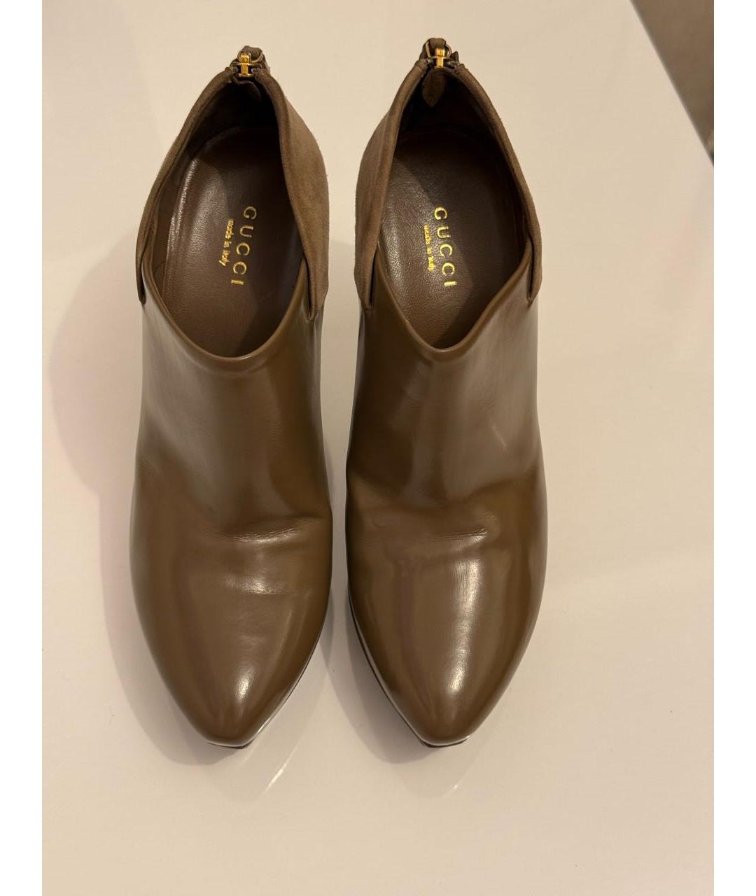 GUCCI Хаки кожаные ботильоны, фото 2