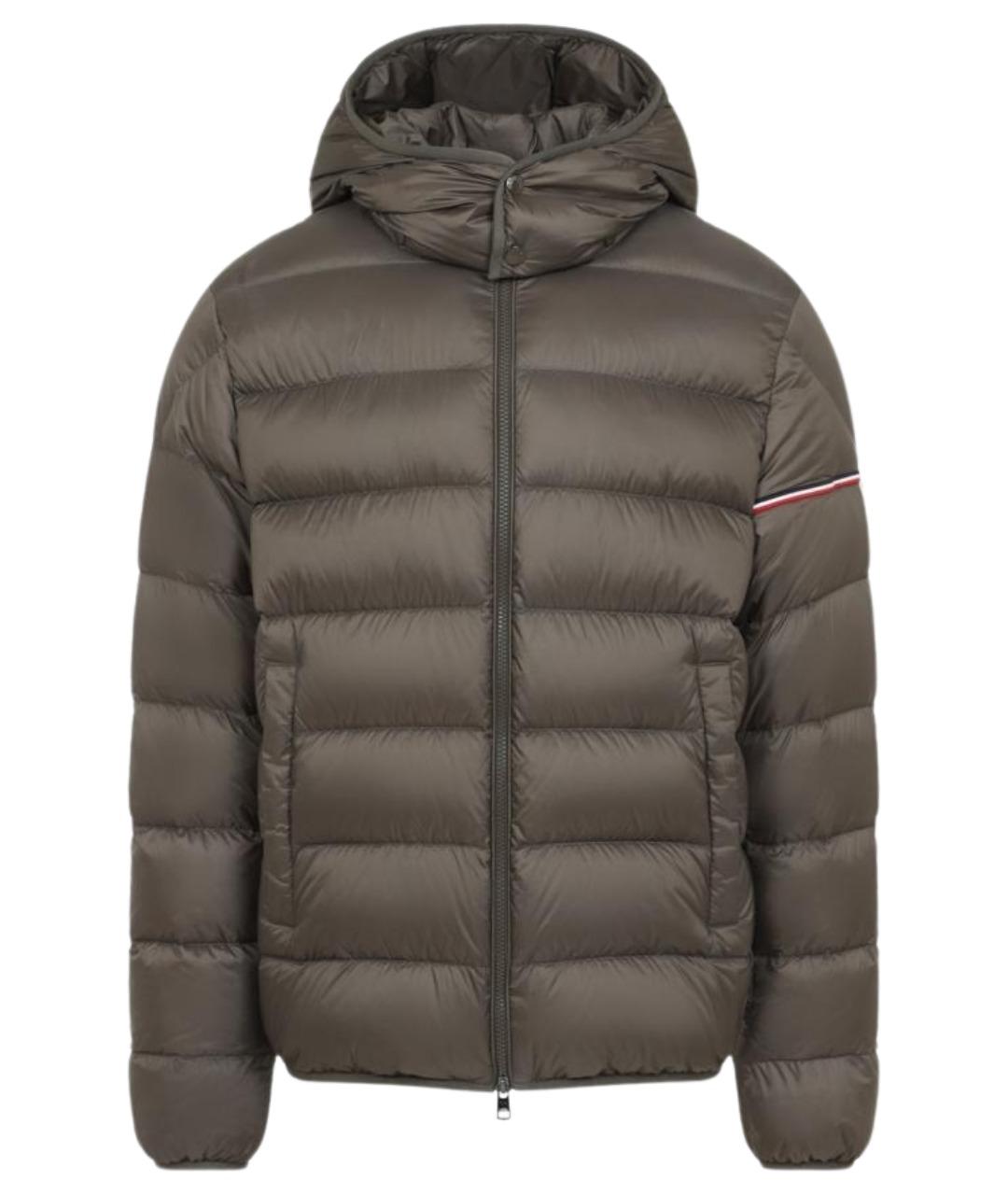 MONCLER Зеленый полиамидовый пуховик, фото 1